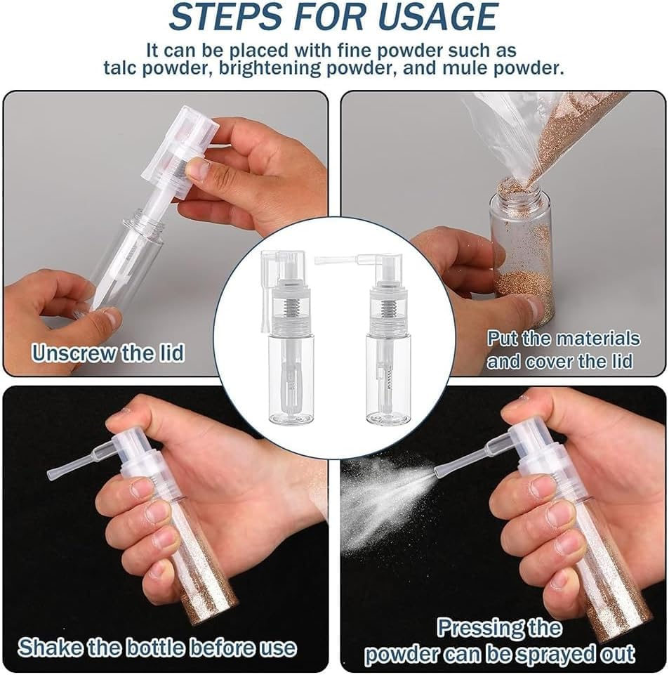 Glitter Duster Sprayer Transparent Powder Spray Bottles,2Pcs 35Ml Glitter Duster Sprayers Bottles,Glitter Duster Sprayer Craft Glitter Bottles,Transparent Craft Glitter Spray Bottles with 2 Funnels image number 3