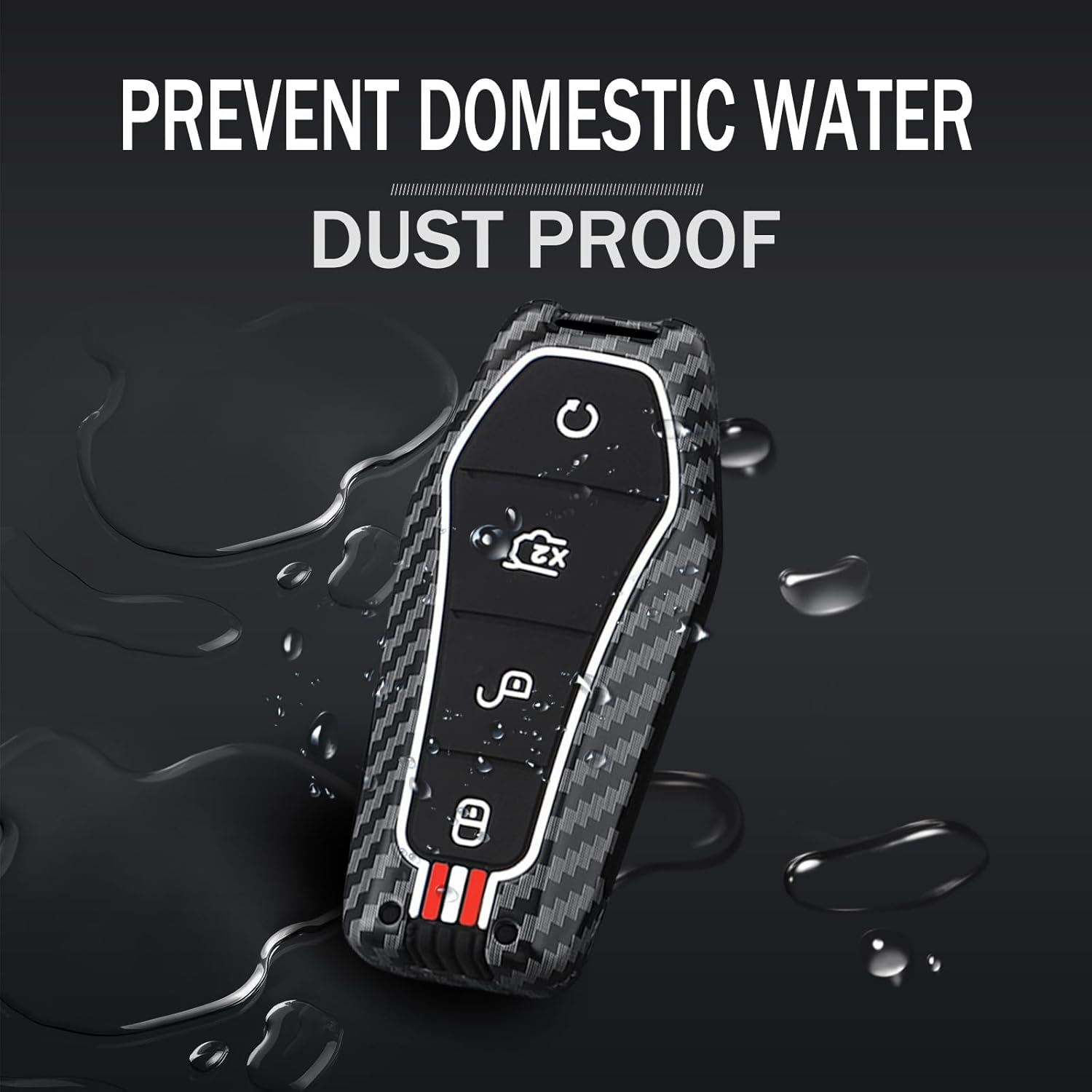 Ontto Car Key Cover Fit for BYD Atto 3 Dolphin Seal U Dm-I Sealion 7 Sealion 6 Shark 6 Carbon Fiber Metal 4 Buttons Key Fob Holder Case Keychain Keyring Shell Accessories Red Blue 2 image number 3