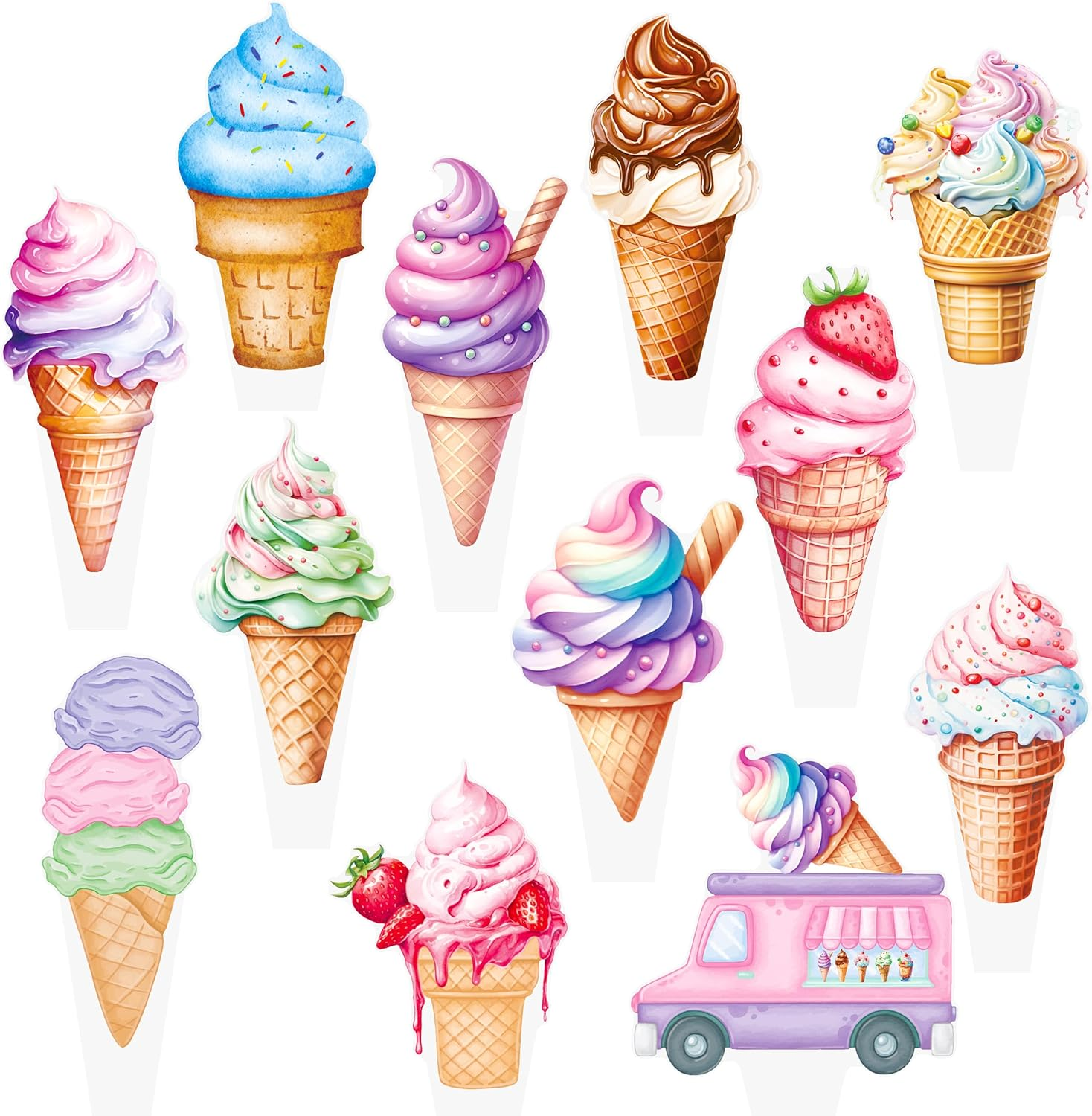 Ice Cream Theme Cupcake Toppers for Summer Party Decorations image number 4