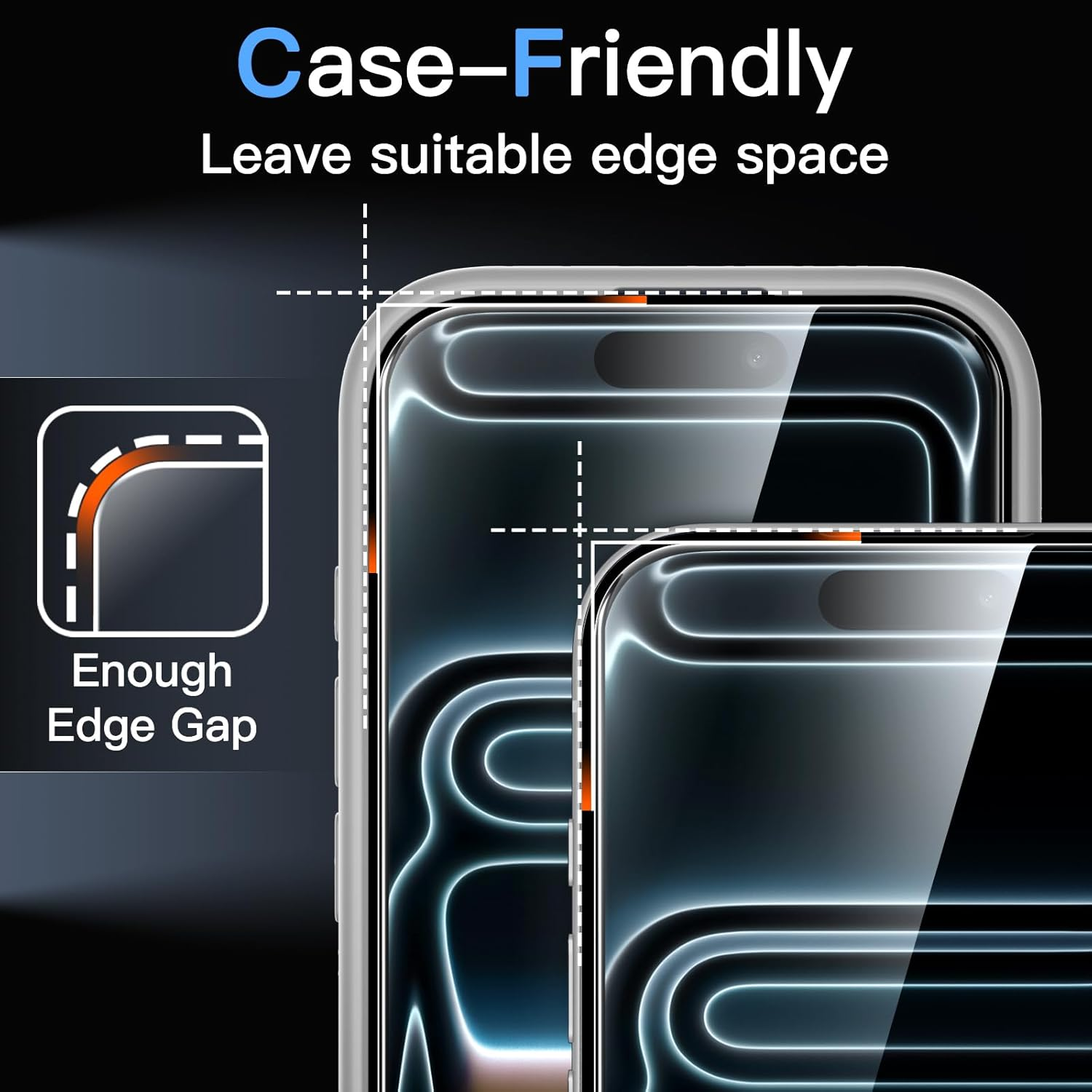 Jetech Shatterproof Screen Protector for Iphone 17 Pro Max 6.9-Inch, 9H+ Tempered Glass Military Grade Film with Easy Installation Tool, Case-Friendly, HD Clear, 3-Pack image number 3