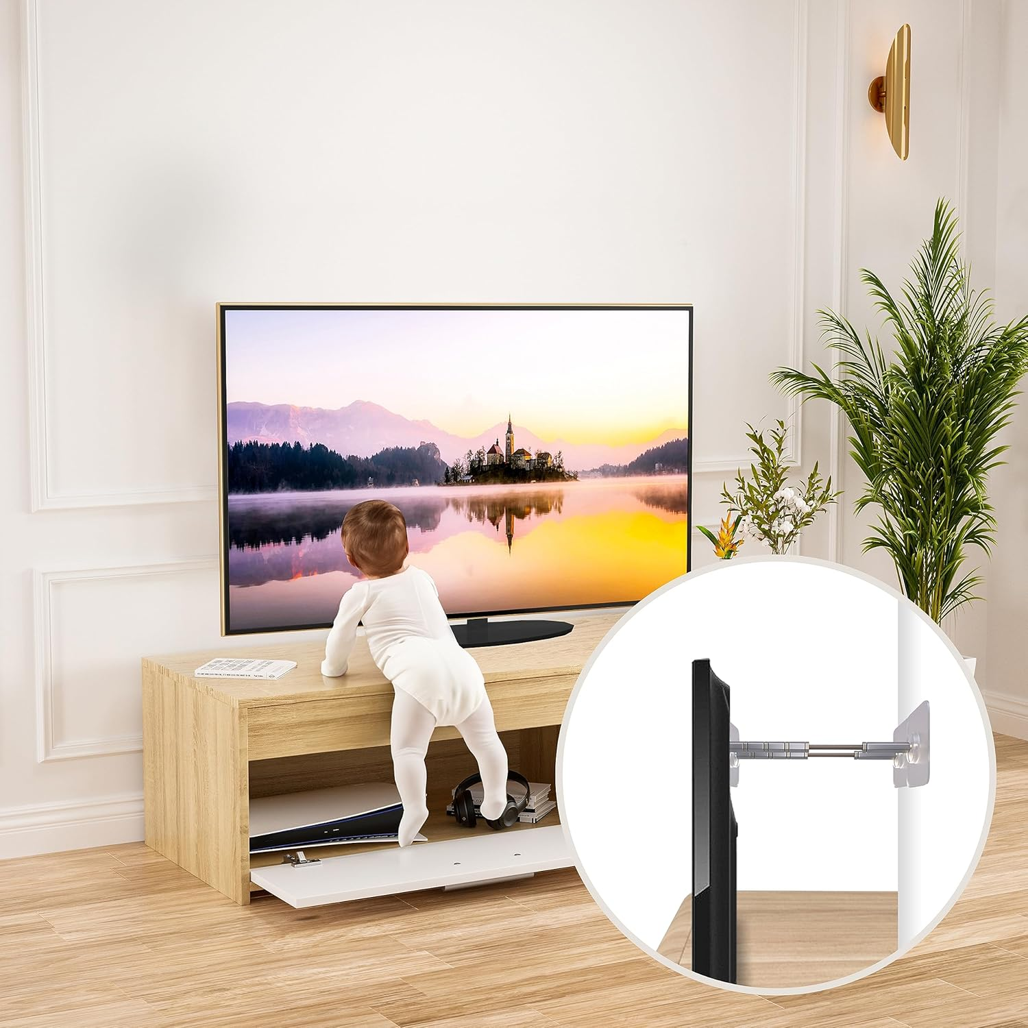 Heavy Duty TV Safety Straps,Tv Wall Anchor Straps X3,Adjustable TV & Furniture anti Tip Straps for Child Proofing Earthquake Protection image number 6