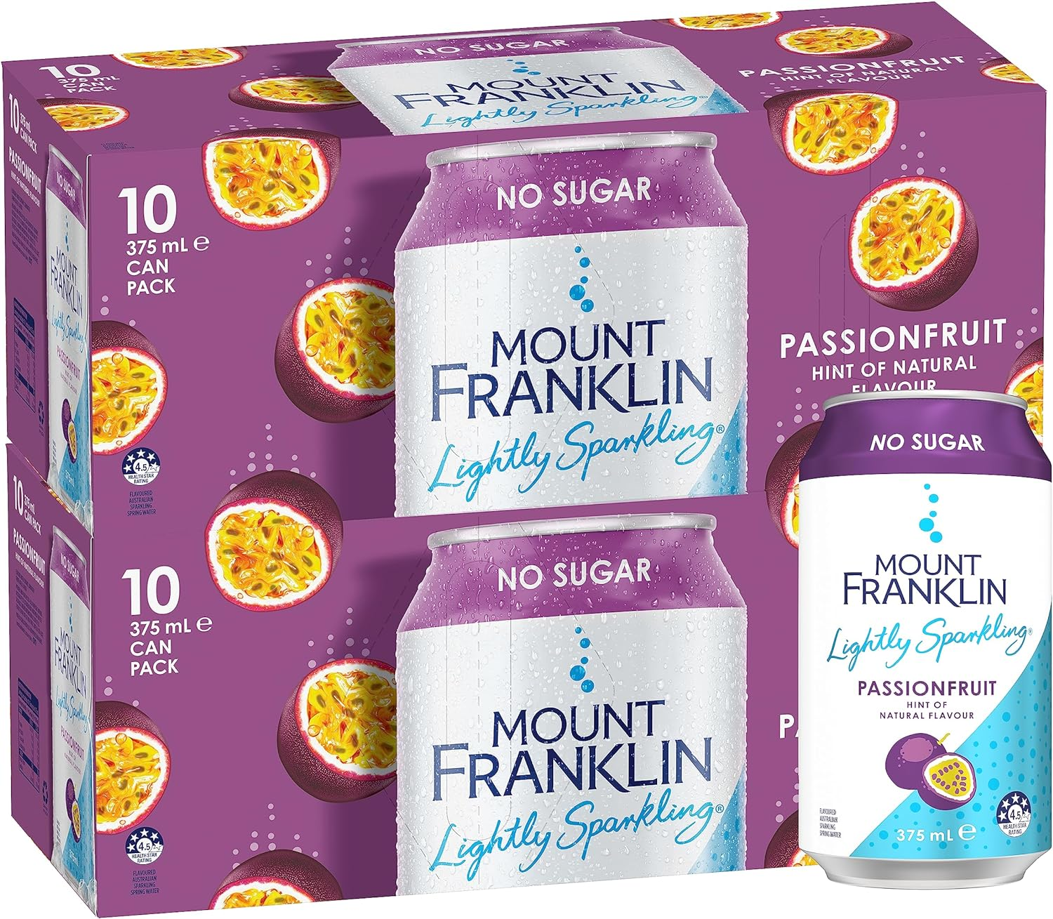 Mount Franklin Lightly Sparkling Water Passionfruit Multipack Cans 20 X 375Ml image number 3