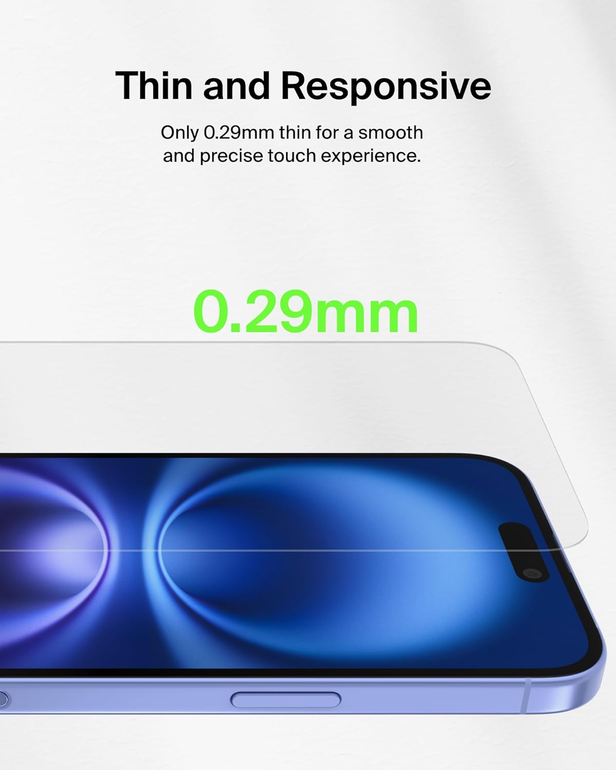 Belkin Ova132Zz Ultraglass 2 Protective Glass Film for Iphone 15 Plus, Ultra Tempered Glass, Made in Germany, SCHOTT, Antibacterial, 0.01 Inch (0.29 Mm), Easy Installation Kit Included image number 3