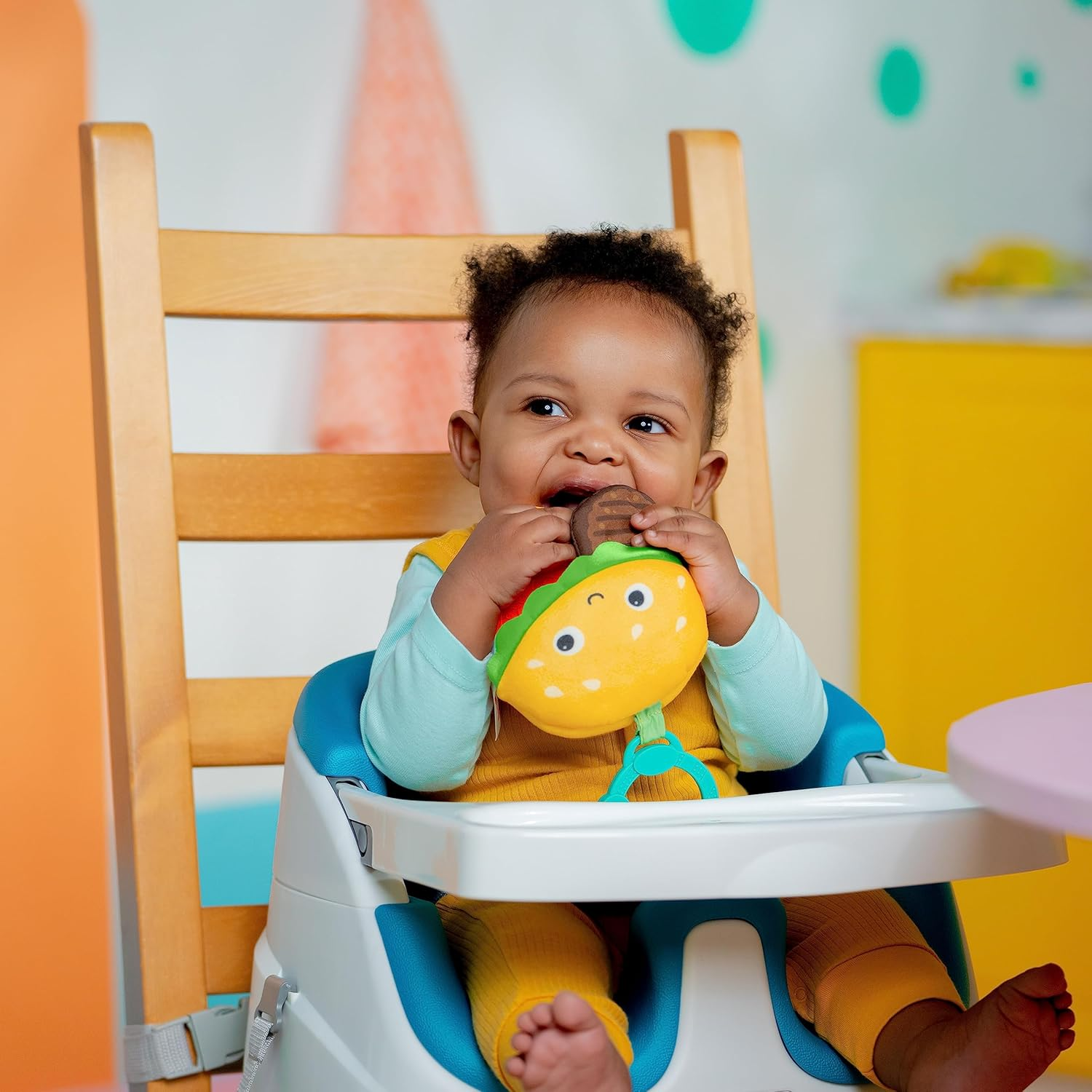 Bright Starts Say Cheeseburger on the Go Teether Activity and Stroller Toy, BPA Free, Unisex, 3 Months+ image number 4