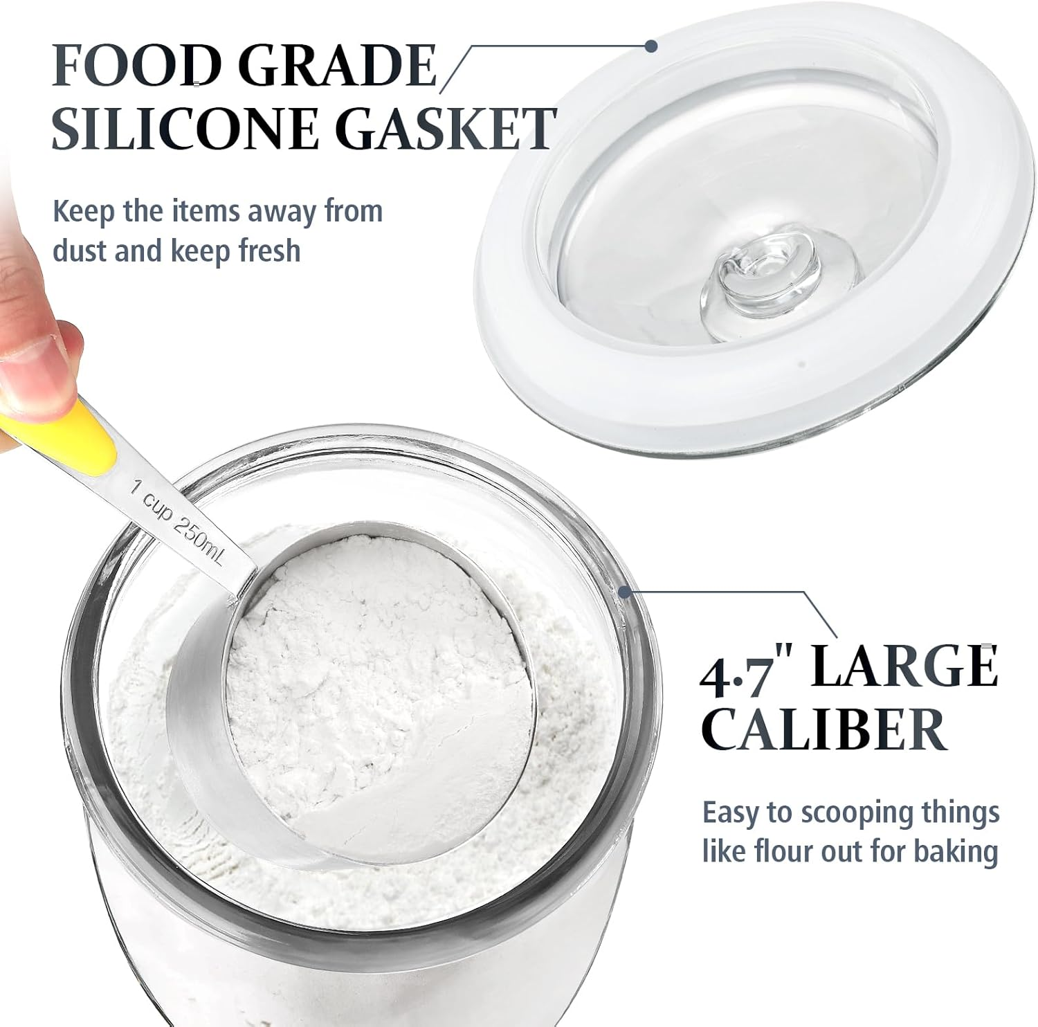 Folinstall Wide Mouth Apothecary Jar with Lid, 0.5 Gallon Glass Jar for Kitchen Storage and Laundry Room Organization, 72 Oz Clear Glass Container for Cookie, Candy, Sugar, Flour, Nuts image number 1