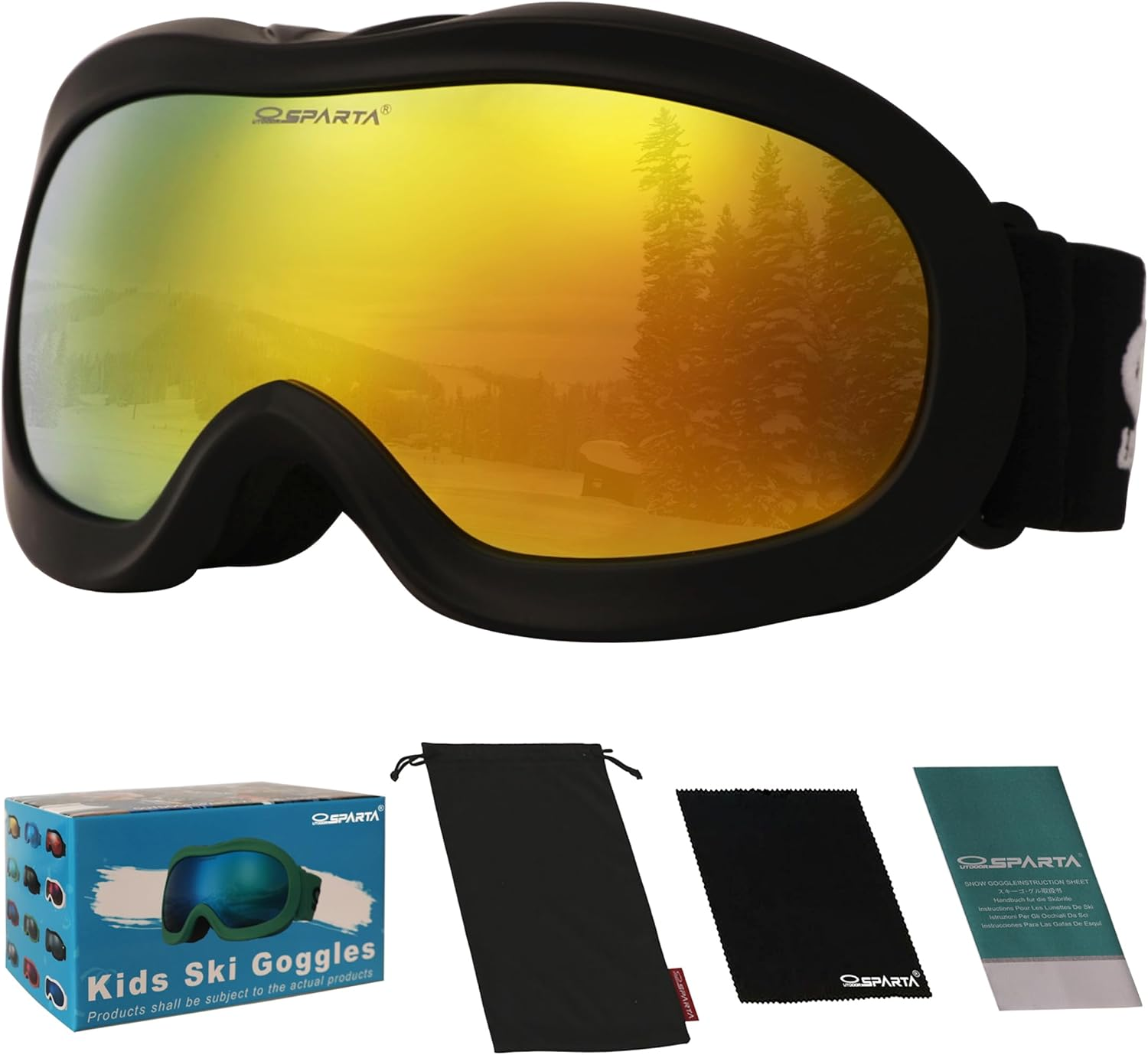 OUTDOOR SPARTA Kids Ski Goggles, Kids Snowboarding Goggles for Boys Girls Toddler Age 3-14 with 100% UV Protection