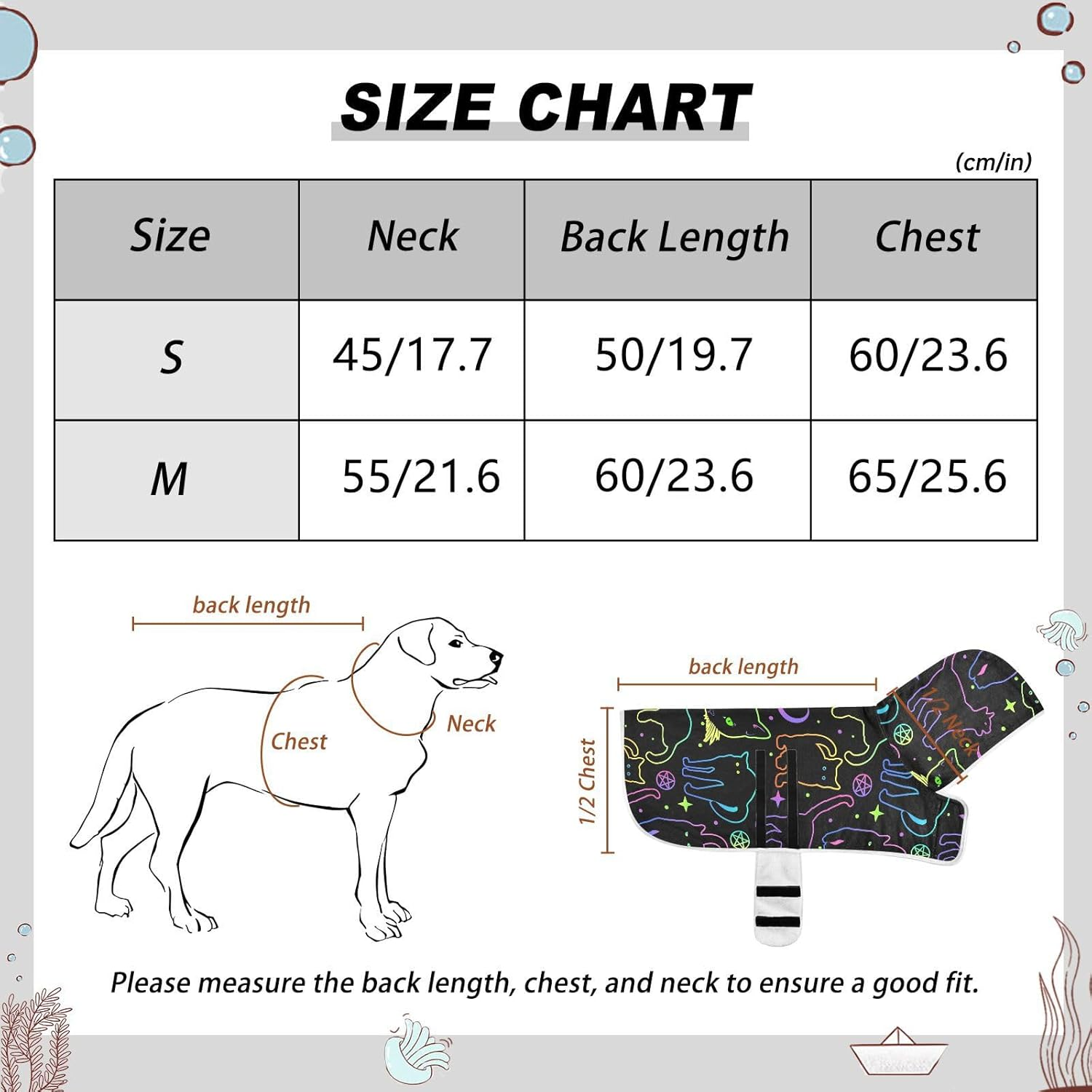 AIXIWAWA Neon Line Cats Pet Bathrobe Towels with Adjustable Collar & Waist, Quick Absorbent Drying Coat for Cats and Dogs image number 2