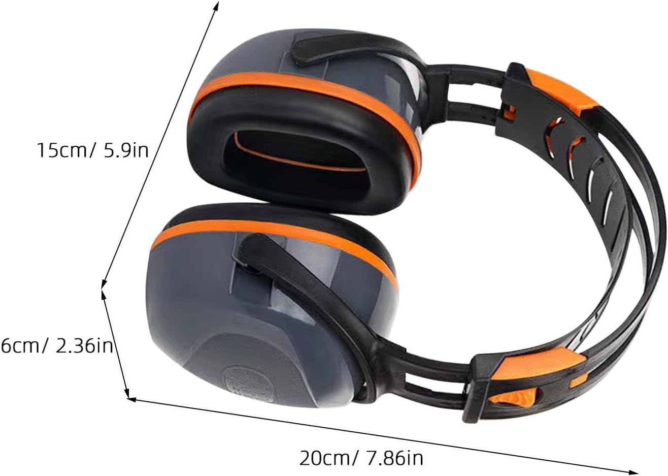 Operitacx Noise Cancelling Hearing Protection Earmuffs over Ear Headphones Sound Insulation for Construction Work and Industrial Use Comfortable Orange Gray