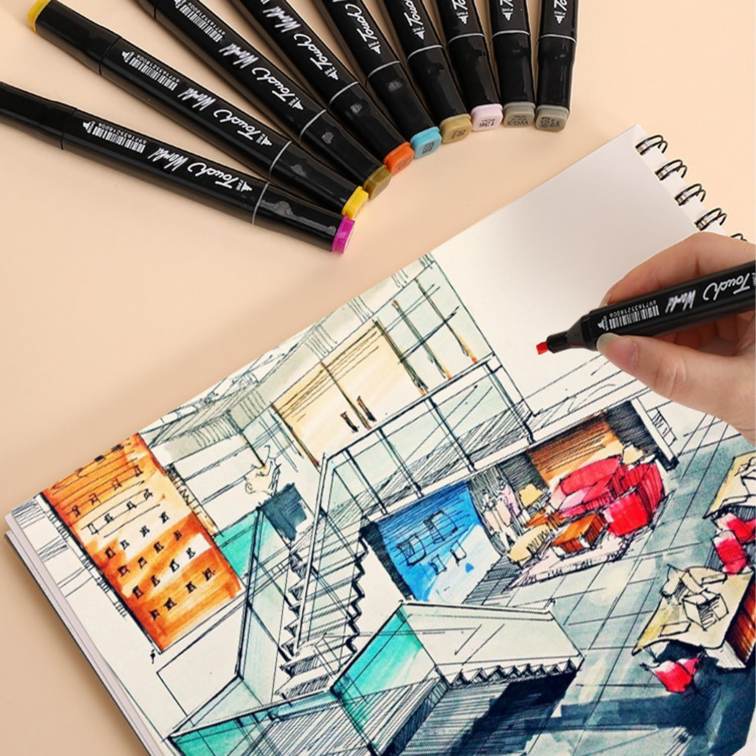 Alcohol Markers, 80 Color Art Marker Set, Alcohol Markers for Kids, Beginners, Artists, Double Tip Graphic Markers with Bucket Artist Kids Teen Back to School Gift Texters Kit-Black image number 1