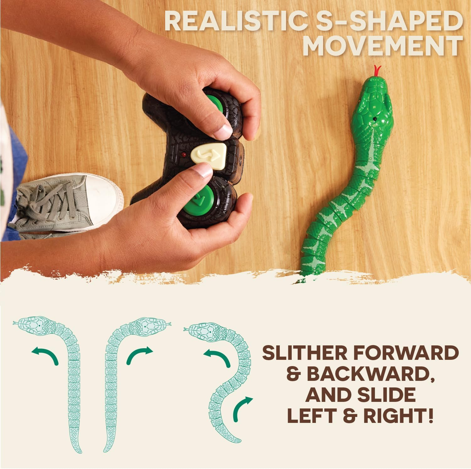 Terra by Battat &ndash; Remote Control Emerald Tree Boa Snake Toy, Realistic Moving Electronic Animal for Kids with Easy Operation, Fun Reptile Adventure, Includes Transmitter, Ages 6+ Years image number 2