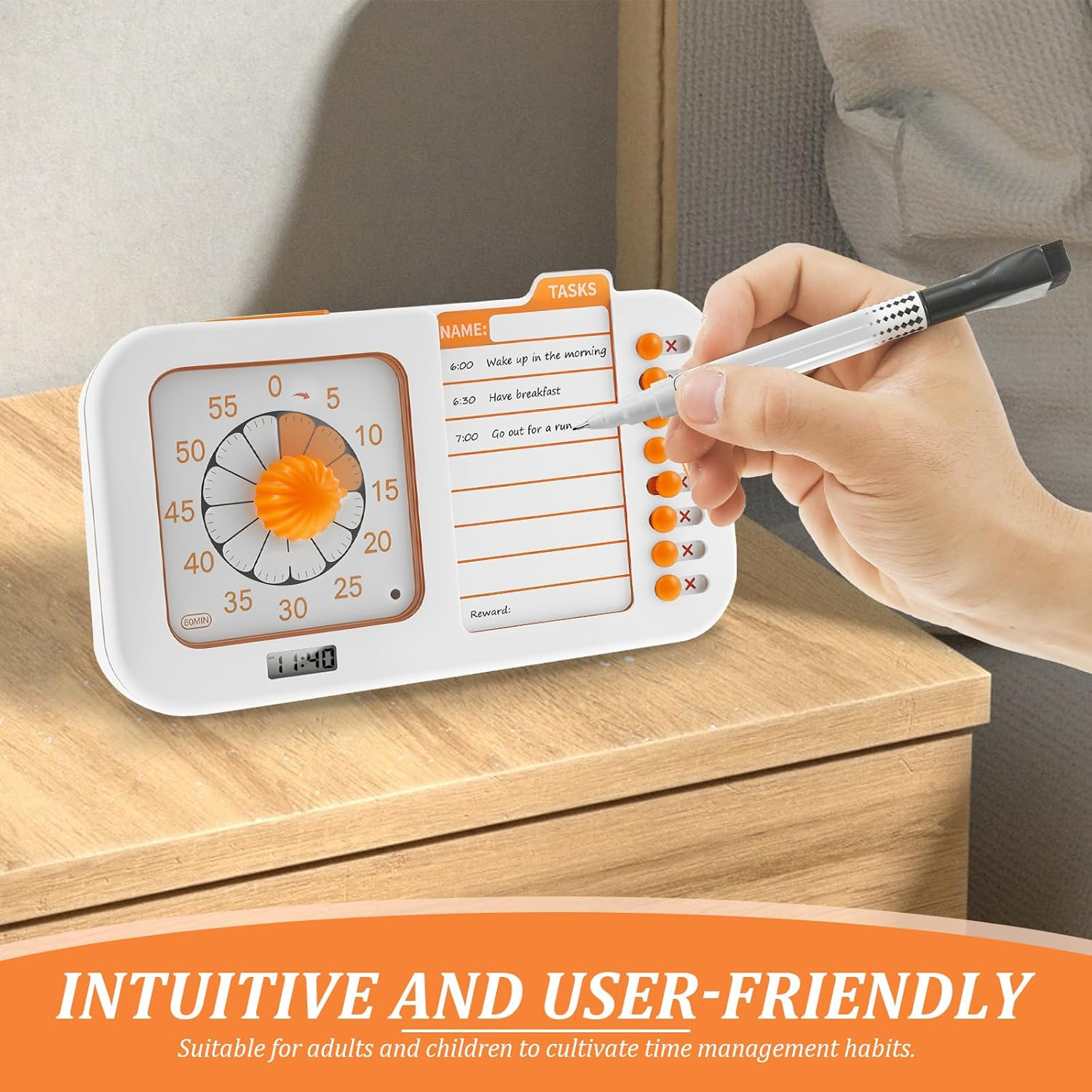 3 in 1 Visual ADHD Timer for Kids & Adults with Planning Board, Task Timer, Chore Chart & Erasable Pen, Visual Schedule Planner for Classroom, Homeschool Supplies, Home, School image number 6