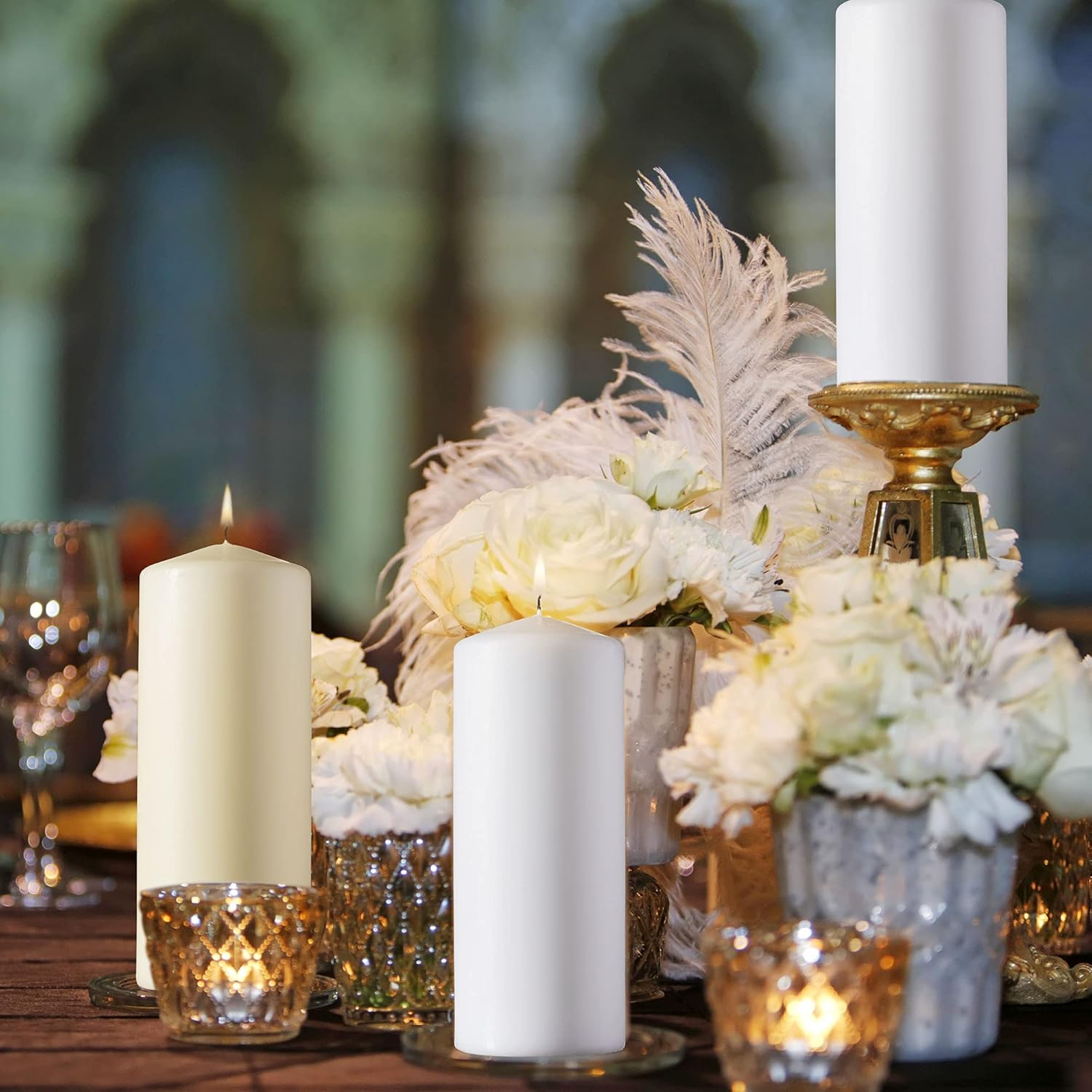 SPAAS White Pillar Candles - 20 Pack | 1.5X4 Inch Bulk Pillar Candles, Dripless Dinner Candles | Unscented Pillar Candles for Home D&eacute;cor, Memorial, Vigil, Parties, Wedding, Decorative Lantern image number 3