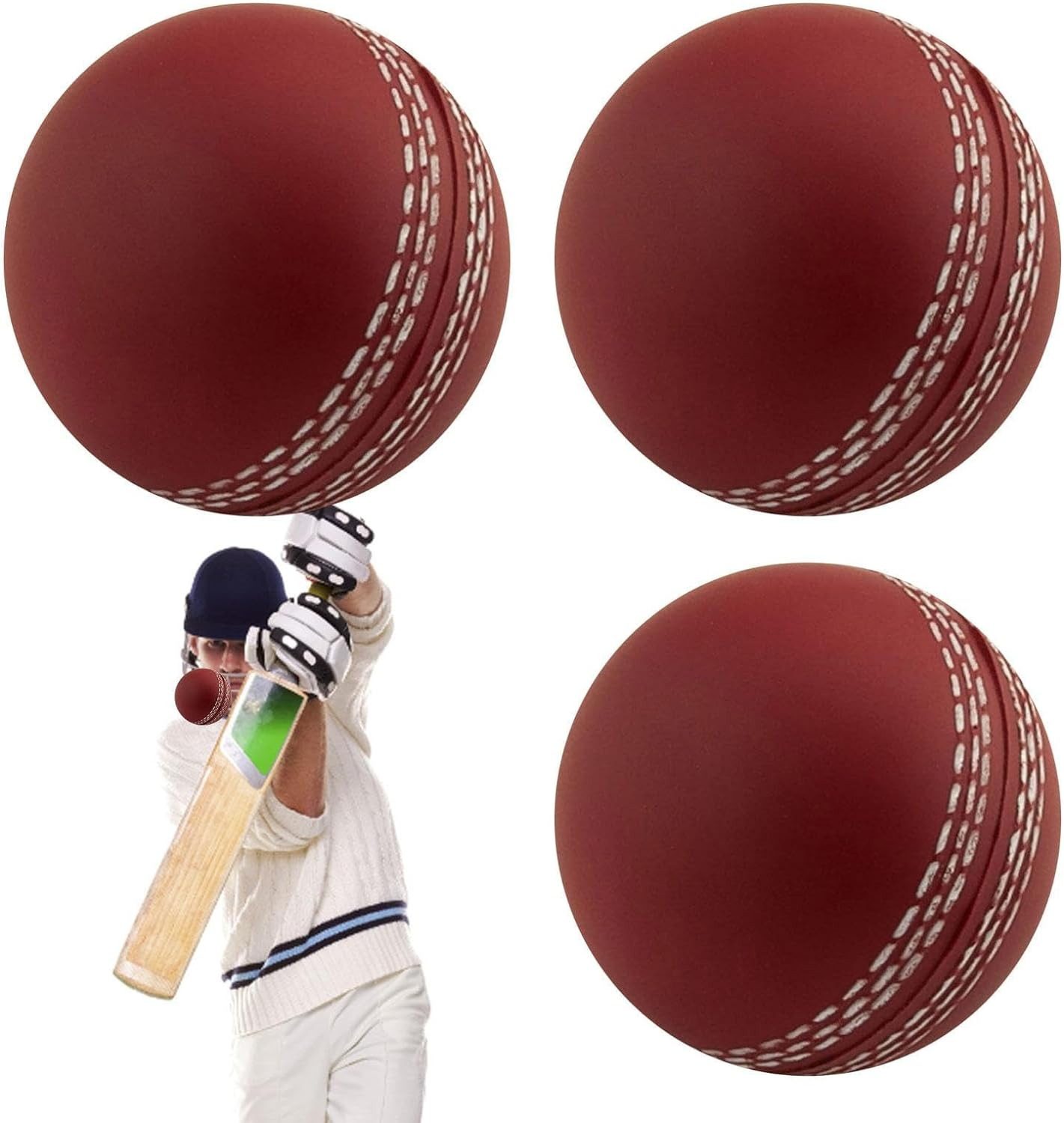 JMEDIC Cricket Tennis Practice Balls, Portable Hand Stitched Club Training Balls, Soft Training Cricket Ball for Beginners, Competition, Garden Play image number 2