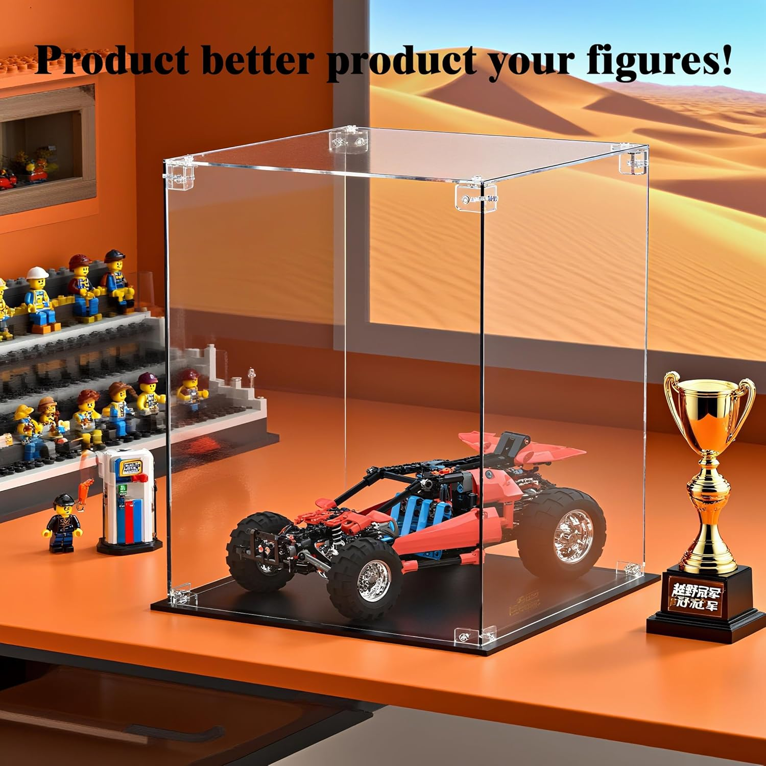 Acrylic Display Case for Collectibles, Assemble Display Case Showcase with Clear Acrylic Sheet for  Action Figures Pop Model Statues Home Storage (20X20X25 Cm) image number 3