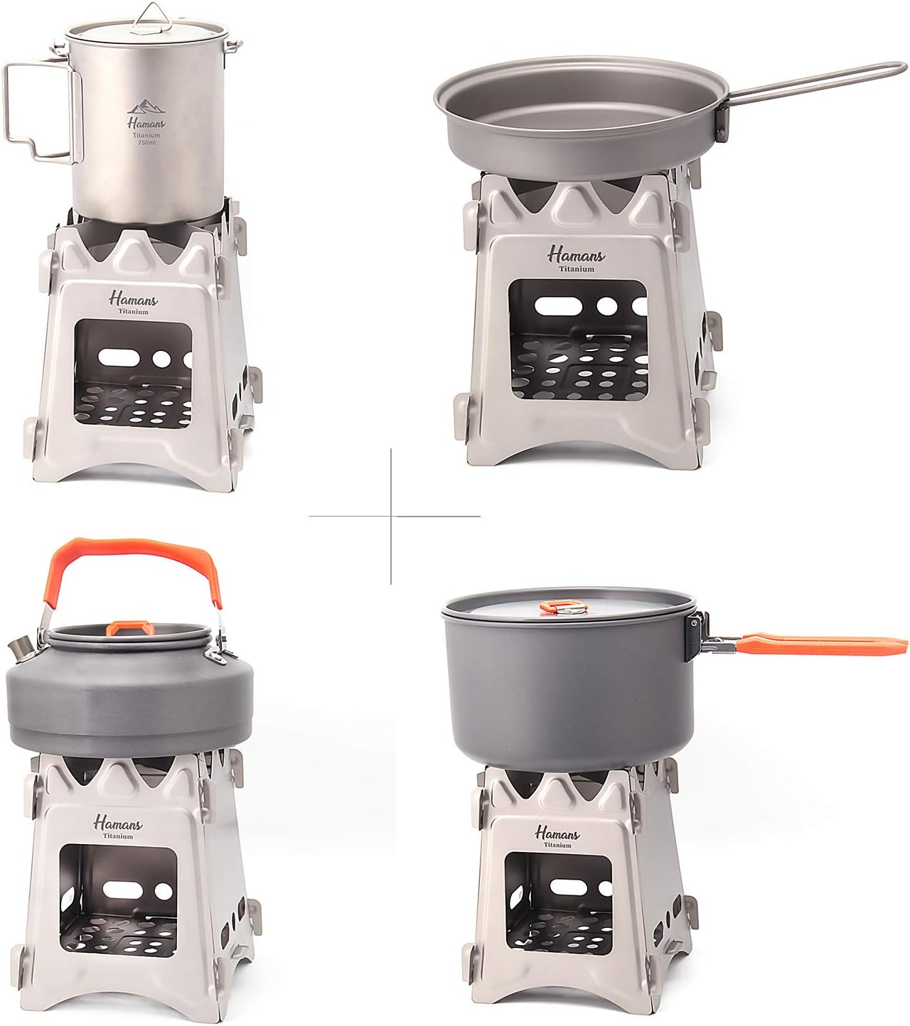 Hamans Titanium Wood Burning Stove, Camping Stove, Foldable Titanium Portable Backpacking Stove for Outdoor Camping Picnic BBQ image number 6