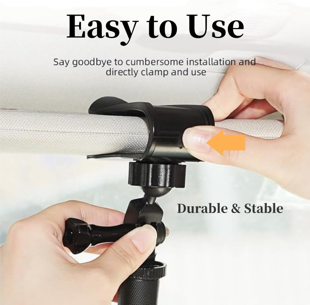 Car Sun Visor Mount for Insta360 X4 X3 X2 DJI Osmo Pocket 3 Action 4 3 Gopro 12 11 10 9 8 7,Car Mount inside Holder with Phone Clip,Vlog/Video POV Mount Smartphone Holder,Cell Phone Accessories