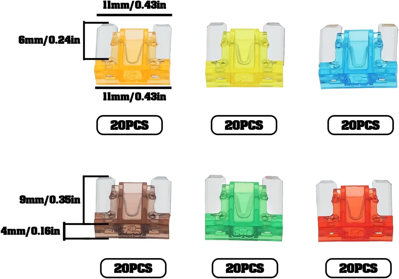 Ecsing 120Pcs 32V Automotive APS ATT Low Profile Mini Blade Fuses 5A 7.5A 10A 15A 20A 30A Suitable for Car SUV Trucks Boats Motorcycles image number 2