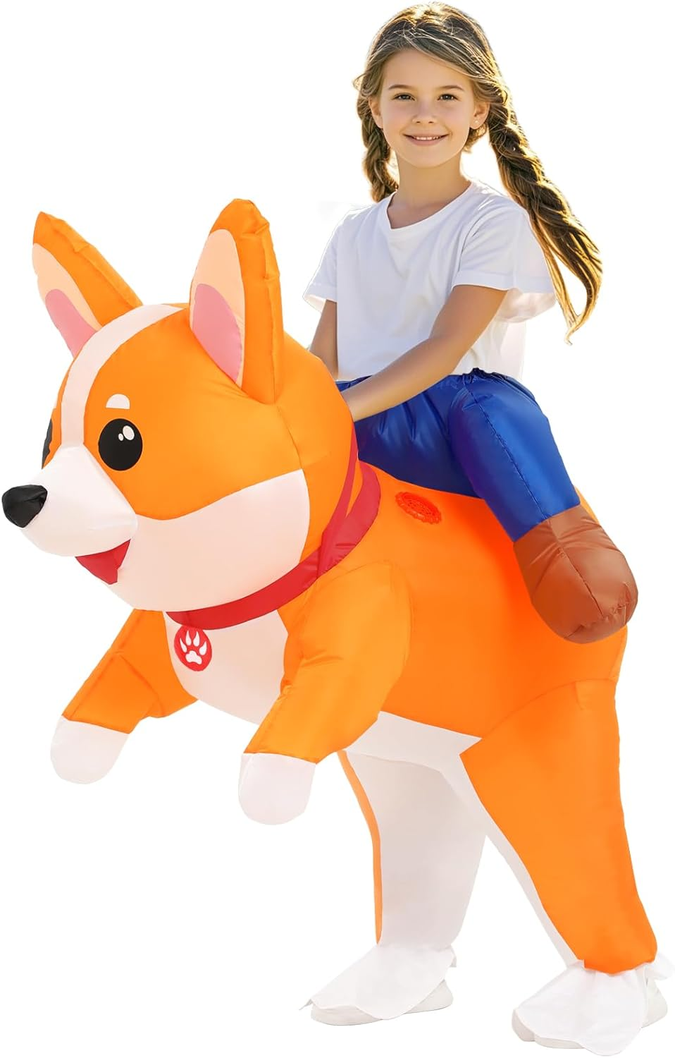 Inflatable Dog Costume for Adult Kids Halloween Blow up Ride on Corgi Costumes Animal Suit Women Girls Cosplay Fancy Party image number 5