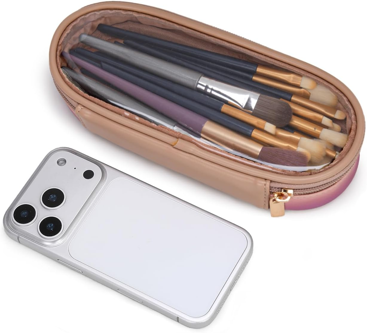 Montana West X Wrangler Travel Makeup Bag 2Pcs Set Large Cosmetic Bag with Makeup Brush Holder Portable Make up Organizer Toiletry Bag with Divider and Handle for Women, Purple, Large image number 2