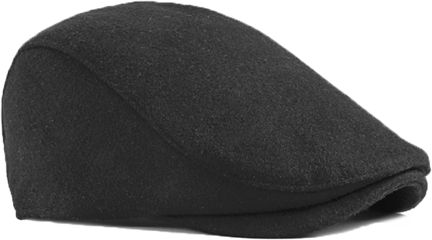 TRADERPLUS Men'S Newsboy Hat Flat Top Warm Panel Peak Beret Hat Adjustable Wool Blend Driver Hat Outdoor Winter Black