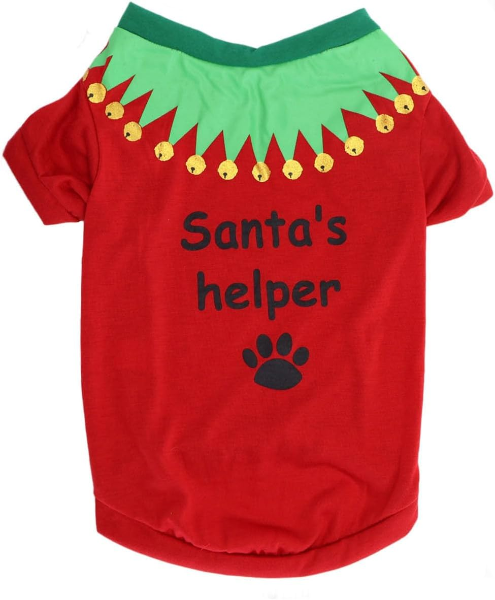 FIL Santa 'S Helper Christmas Dog Shirt Pet Costume Suit Festive Xmas Outfit XS S M [Size: XS]