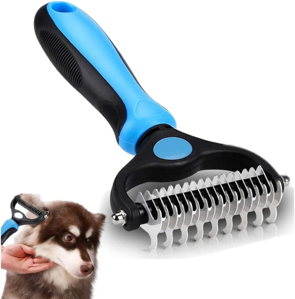 Original Pet Grooming Rake - Double-Sided Deshedding Dematting Tool, Undercoat Rake for Dogs & Cats, Extra-Wide Dog Grooming Brush & Deshedder Comb for Long Hair, Reduces Shedding 95% image number 4