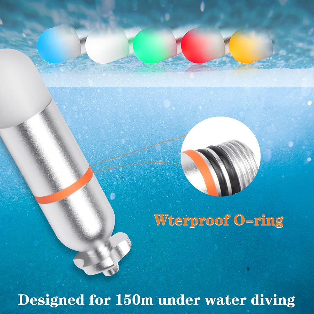 ORCATORCH SD01 Mini Glow Tank, Scuba Dive Strobe Beacon Diving Signal Light Night Dive Flashing Marker Light with AAA Battery, for 150M Underwater Diving (5 Colors Option)
