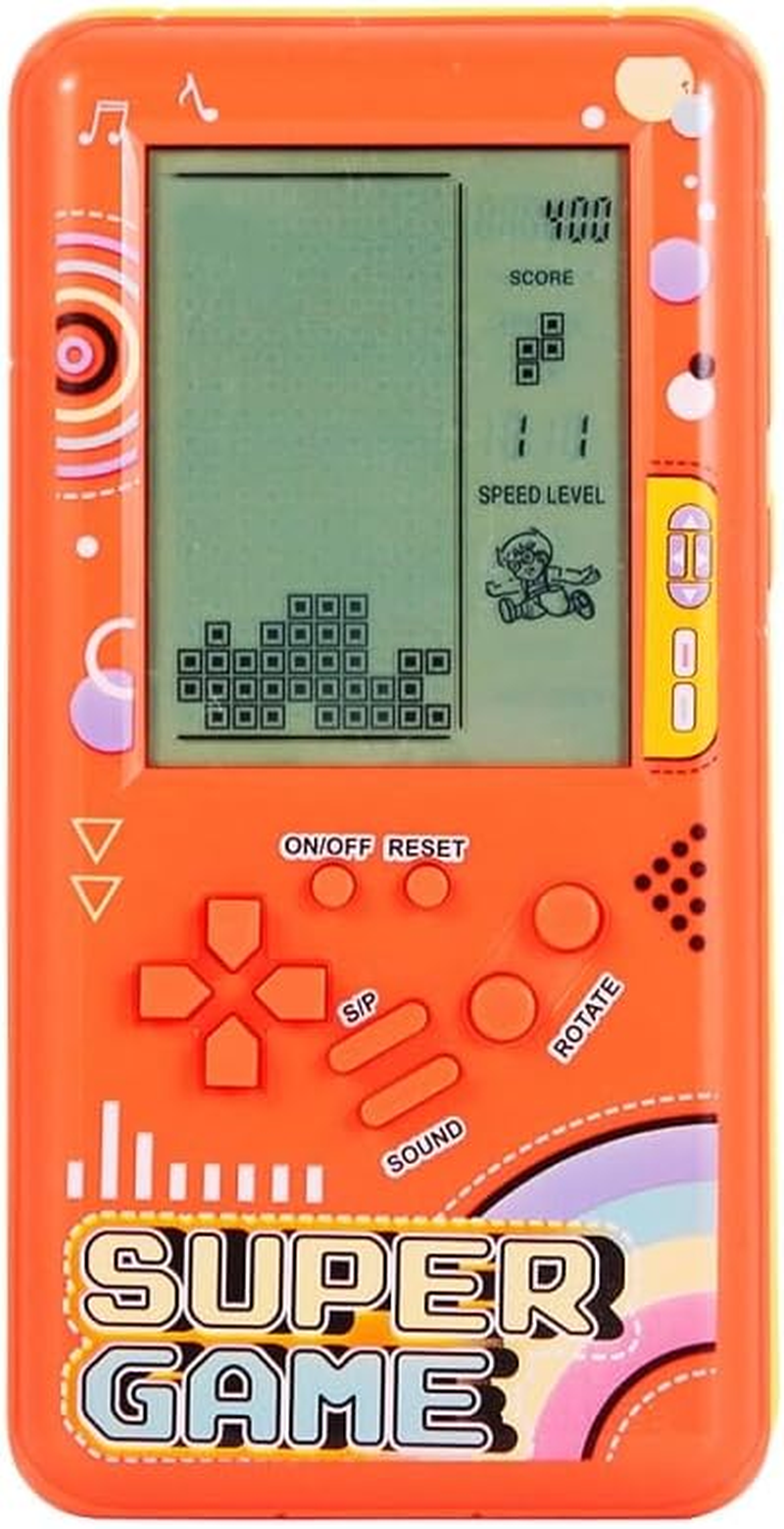 New Big Screen Block Brick Game Console with 23 Games *99 Modes Handheld Console Children'S Console Retro Video Games Adjustable Difficulty Indoor Toys Outdoor Puzzles Toys (Orange) image number 2