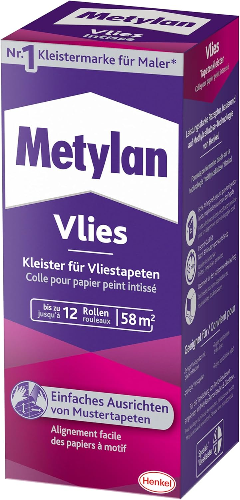 Metylan Non-Woven Wallpaper Paste for Non-Woven Wallpaper with Smooth or Textured Backing, Easy to Use Wallpaper Paste, High Yield Paste, 1 X 360 G image number 2