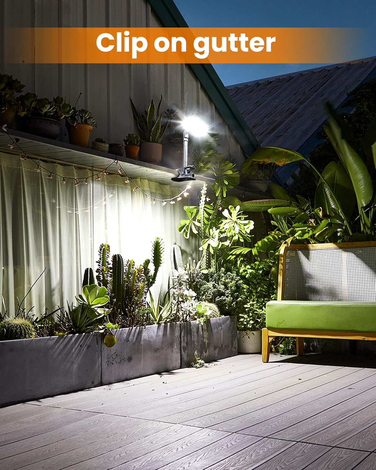 Clip-On Solar Lights Outdoor, 92 Leds 600LM Solar Fence Lights Outdoor Waterproof LED, Solar Lights for Chain Link Fence, Deck, Gutter, Camping (2) image number 1