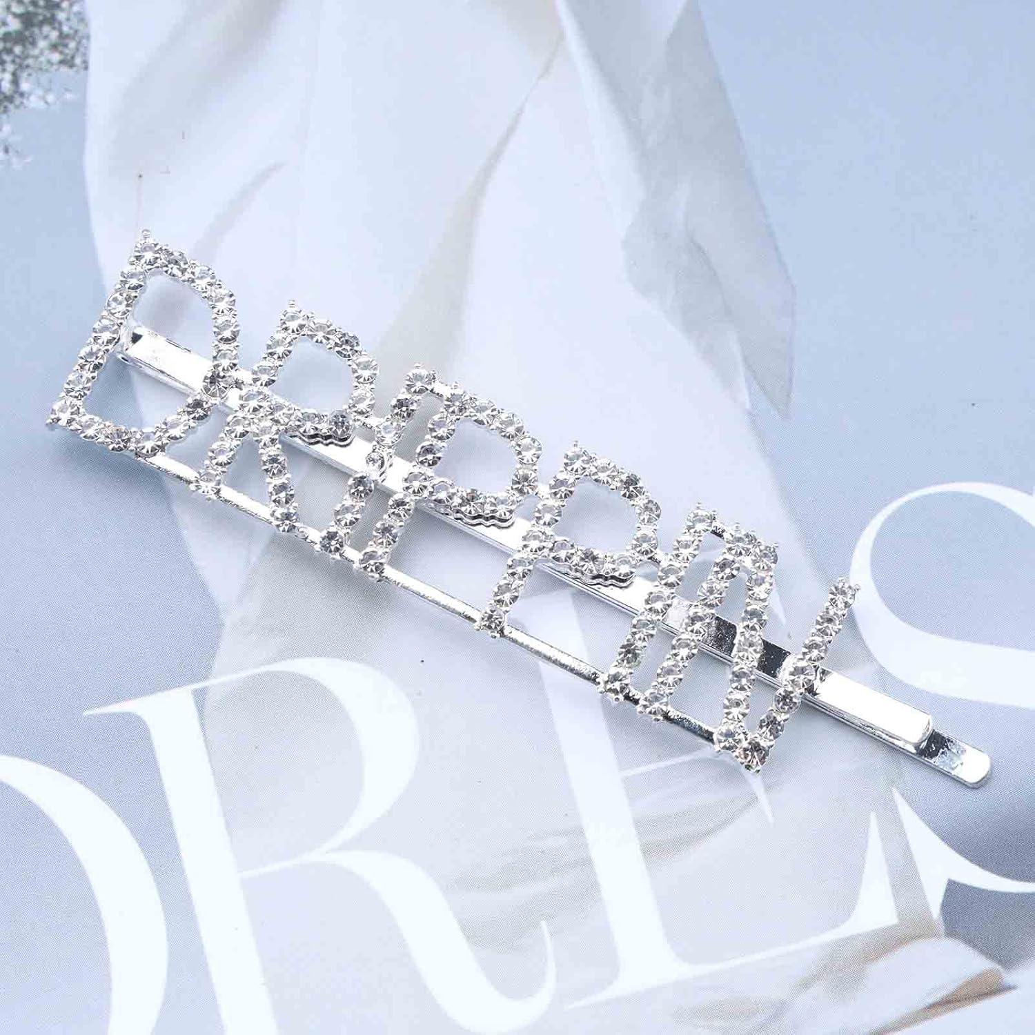 Yheakne Boho Crystal Hair Clip Pin Silver Letter Hairpin Hair Clip Vintage Hair Clips Pins Decorative Bobby Pin Rhinestone Hair Clips Shiny Bridal Hair Accessories for Women and Girls (Drippin) image number 2