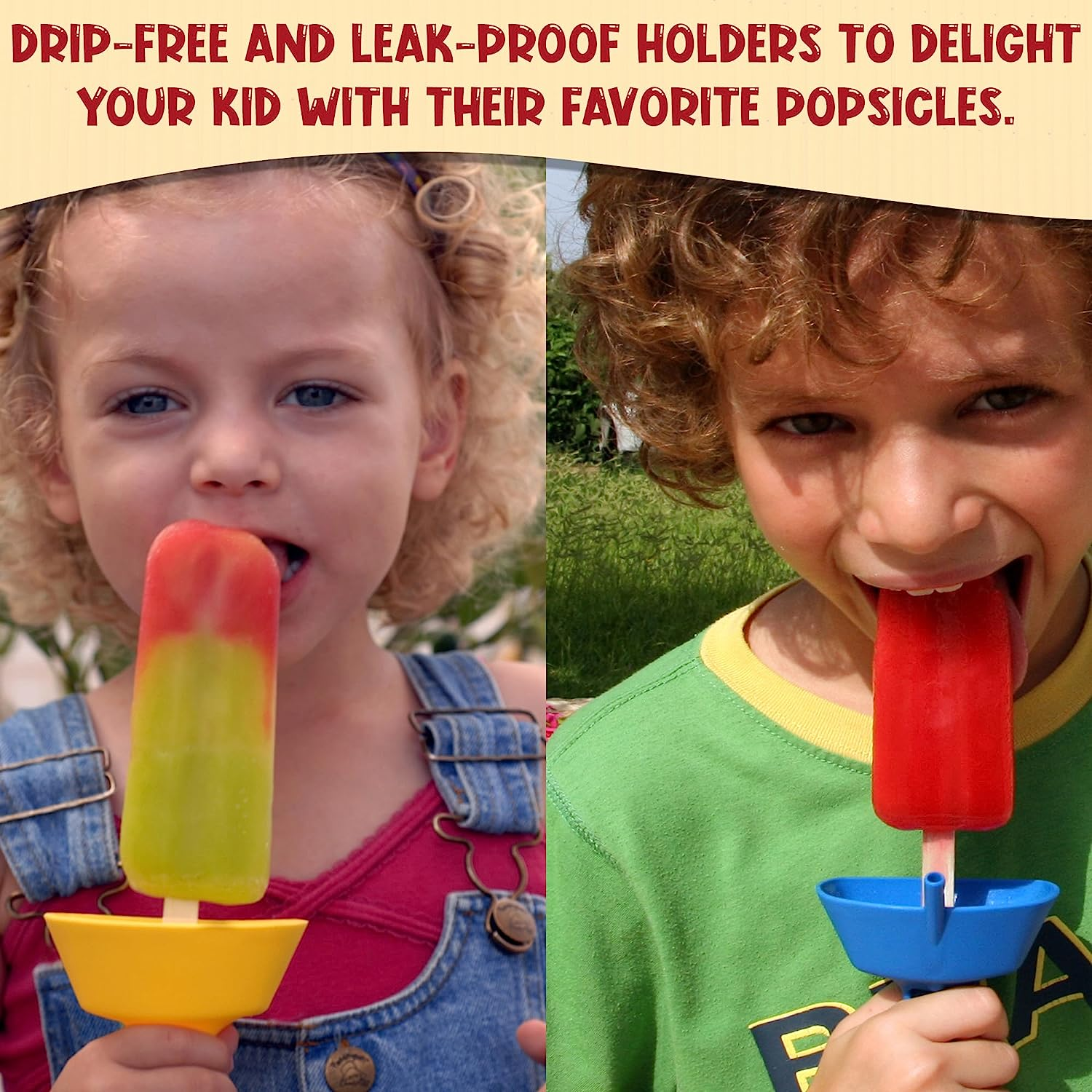 THE ORIGINAL Pop No Drop Popsicle Holder - BPA Free & Dishwasher Safe - Mess-Free Frozen Treats Holder with Straw - No Drip Drop Ice Pop Popsicle Holders for Kids & Adults - 2 Random Color (Not 4) image number 5