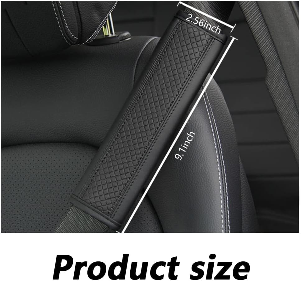 2PCS Car Seat Belt Cover Pad,Breathable Leather Seatbelt Covers for Shoulder Protection and Car Decorations,Universal Seatbelt Cushion Adding Car Seat Strap Pads Car Accessories Interior (Black) image number 3