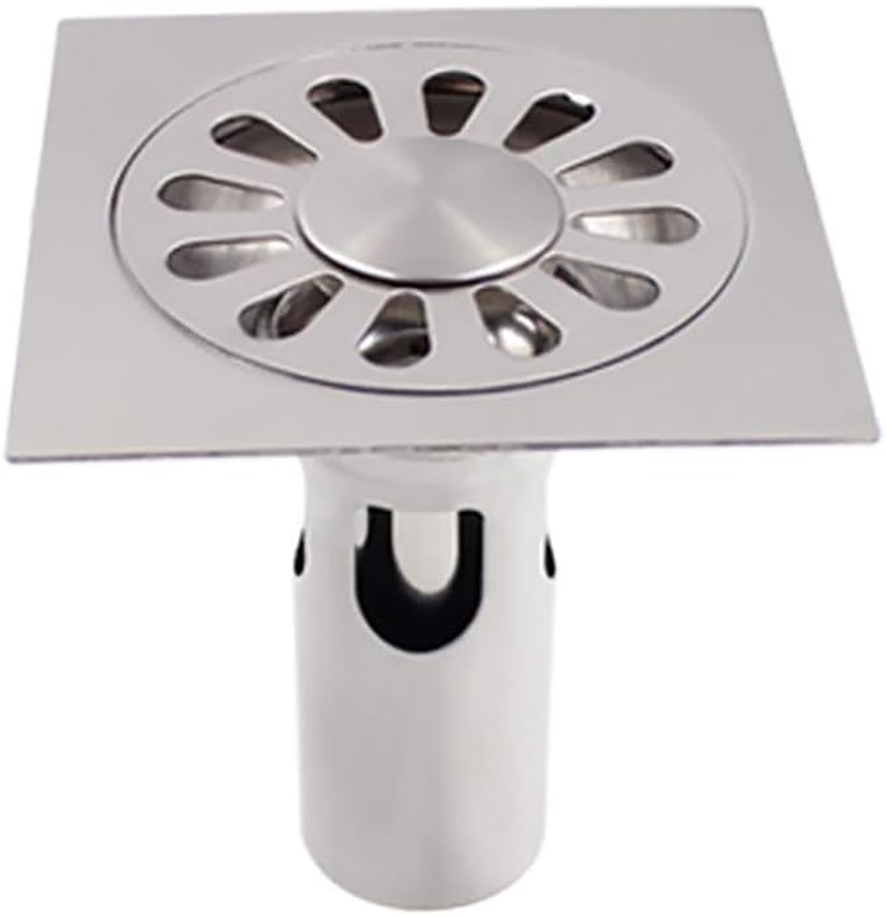 Sagasave 100Mm X 100Mm round Deep Water Floor Drain, Stainless Steel Brushed Surface Shower Drain, Floor Drain for Bathroom Toilet Kitchen Laundry Garden image number 5