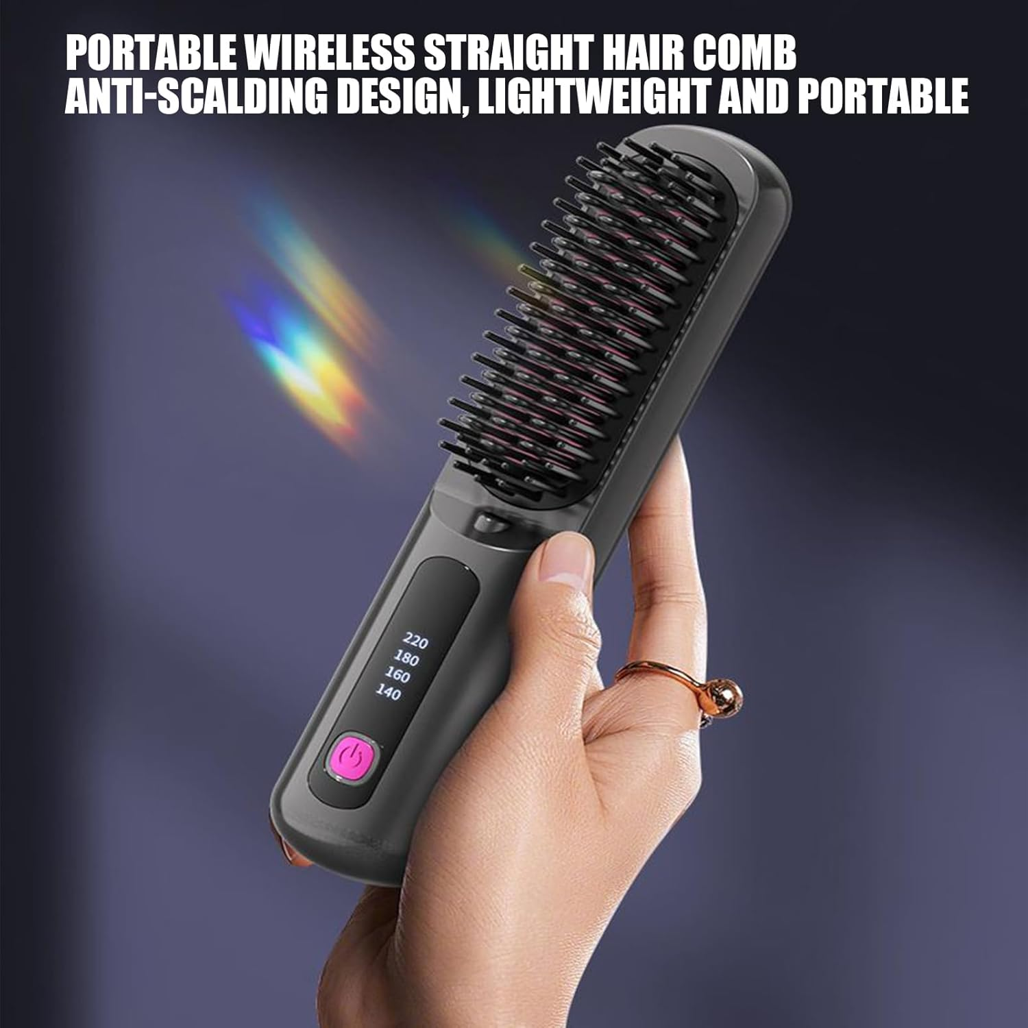 Huayeex Hair Straightener Cordless - Portable Straightening Comb - 4 Levels Adjustable Fast Heating Rechargeable Straightener for Home Curling Travel Women Teens Styling image number 1