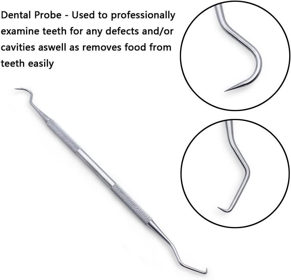 Dental Tools 8Pcs, Professional Teeth Hygiene Kit Stainless Steel Dental Pick Cleaning Set,Tongue Scraper,Tooth Scaler,Tweezers,Anti Fog Mouth Mirror for Oral Care image number 3