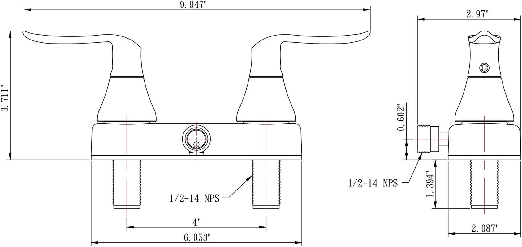 Dura Faucet DF-SA100LH-CP RV Shower Faucet Valve Diverter with Winged Levers (Chrome) image number 4
