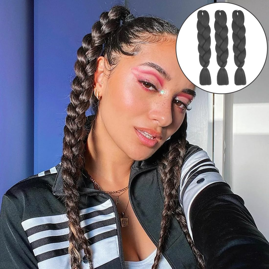 Jumbo Braids Extensions Synthetic Hair 3 Pieces Braids Hair Braids Extensions Synthetic Hair for Braiding 100 G Braids for Braiding Afro Hair