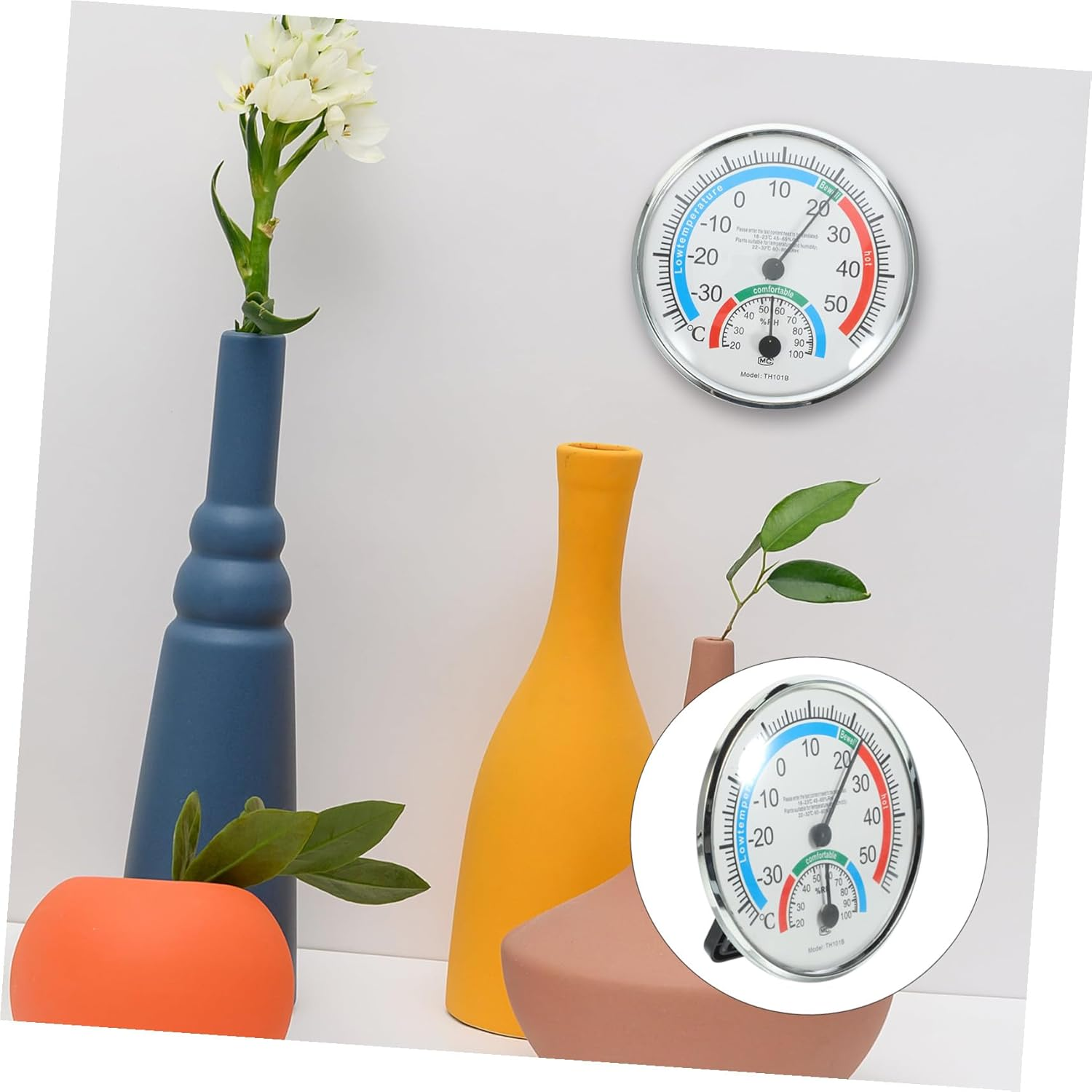 Hanging Indoor Outdoor Thermometer Hygrometer with Clear Background Practical Temperature Humidity Gauge for Home Workshop Easy Wall Installation