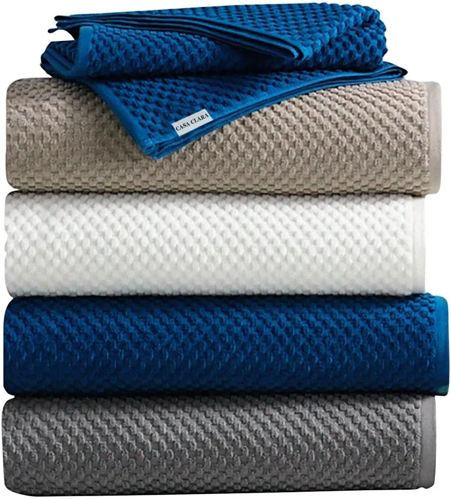 Casaclara Premium Towel Set &ndash; 600 GSM Ultra-Soft Cotton Towels with Hanging Loop &ndash; Elegant, Absorbent & Long-Lasting &ndash; Curated Sets for Modern Bath Spaces (White Pearl, 2X Bath Sheet)