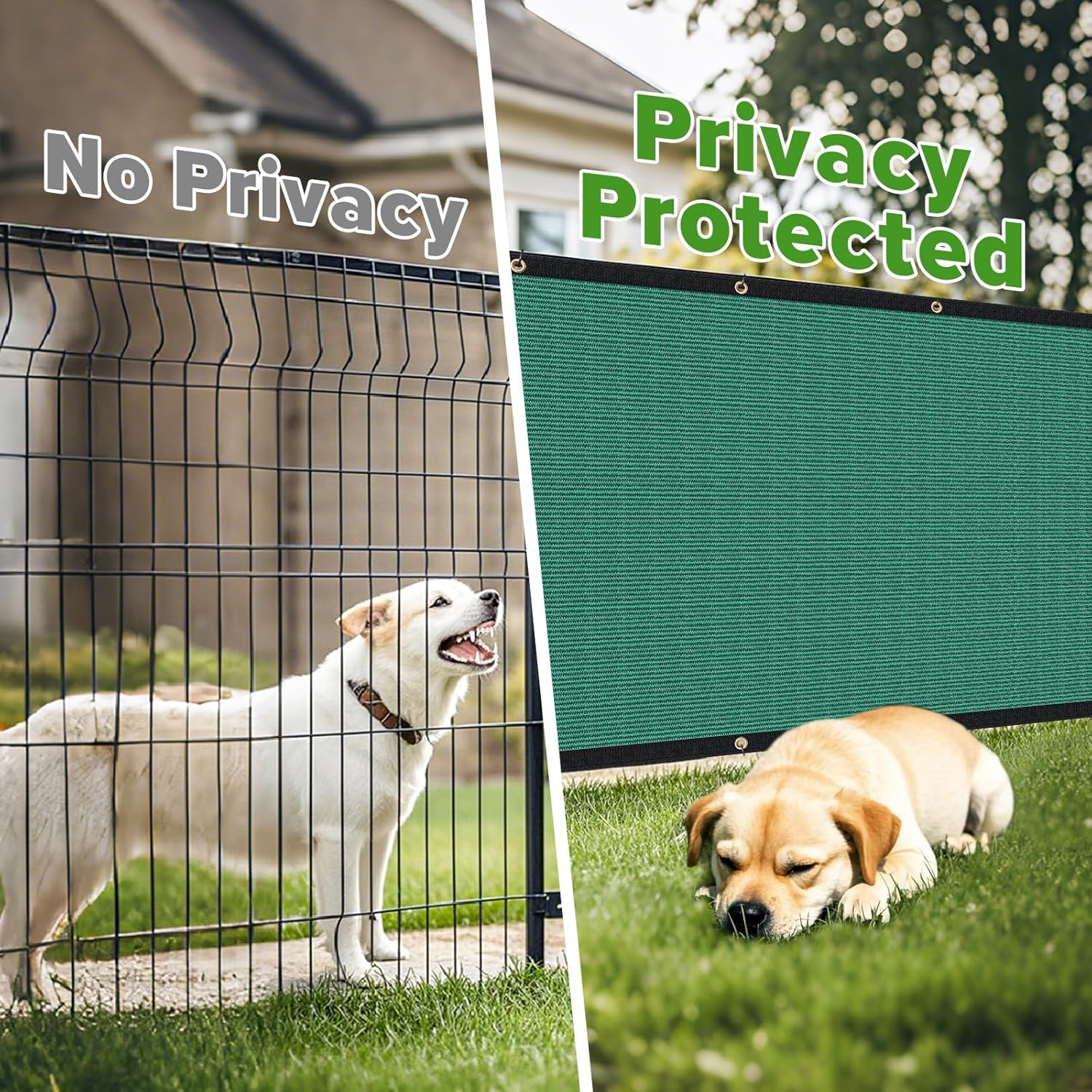 6' X 50' Heavy Duty Privacy Screen Fence, 90% Blockage Green Mesh Shade Net Cover with Brass Grommets for Garden, Yard, Wall, Backyard - Includes 75 Zip Ties (6' X 50', Green) image number 5