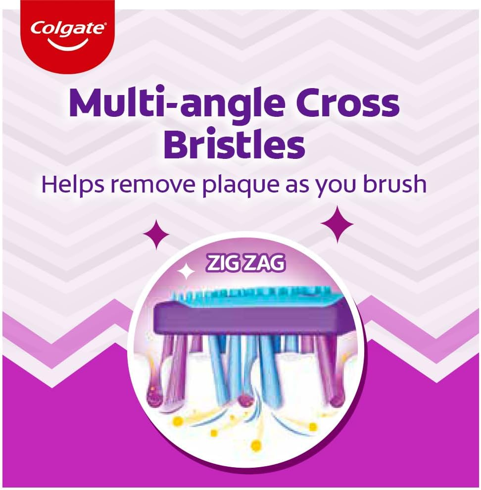 Colgate Zigzag Toothbrush for Deep Inter Dental Clean with Multi Angle Zig Zag Bristles (Medium, Pack of 6) image number 2