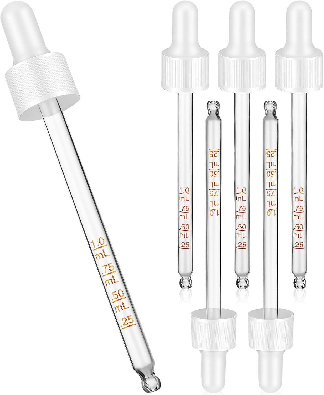 Healifty 6Pcs 100Ml Calibrated Glass Droppers with White Rubber Bulbs, Measured Liquid Pipettes for Essential Oils, Eye Drops, and Laboratory Use, Transfer Pipettes for Precise Measurement image number 6