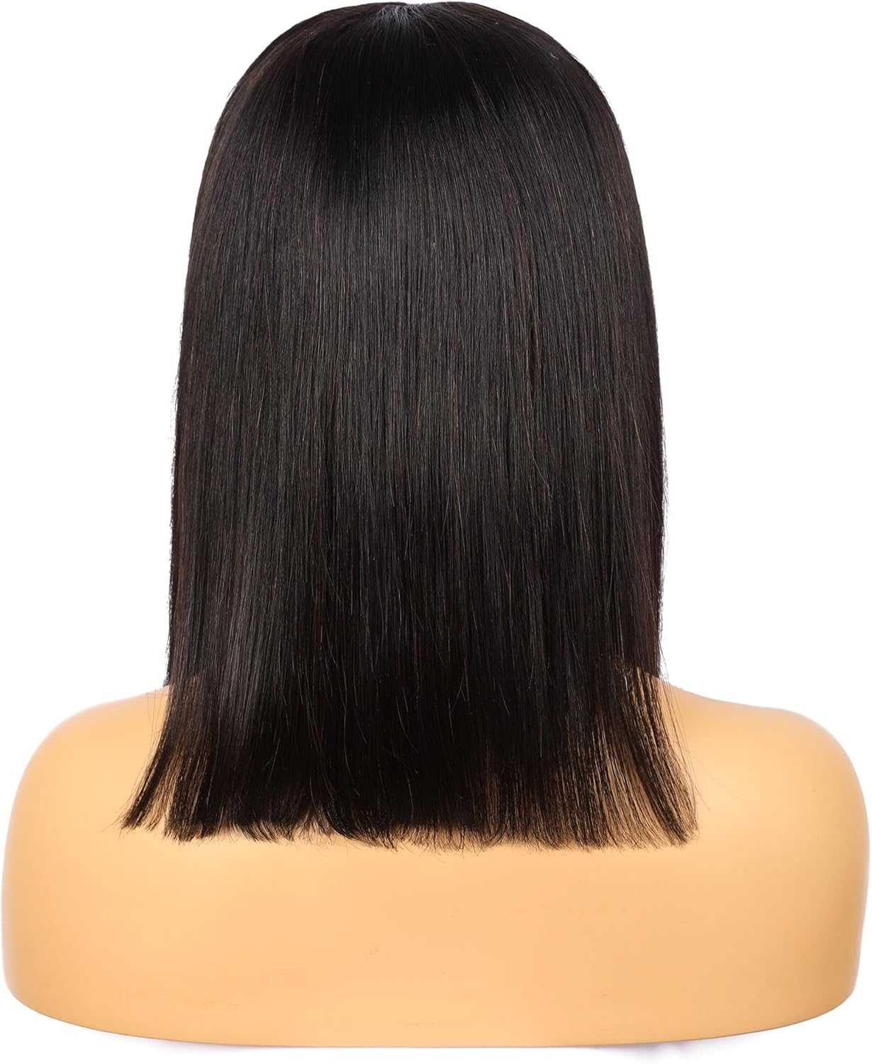 Black Human Hair Lace Front 13-4 Women Gule-Less Wig,12 Inch Bob Straight Hair Style 150% Density Wig image number 1