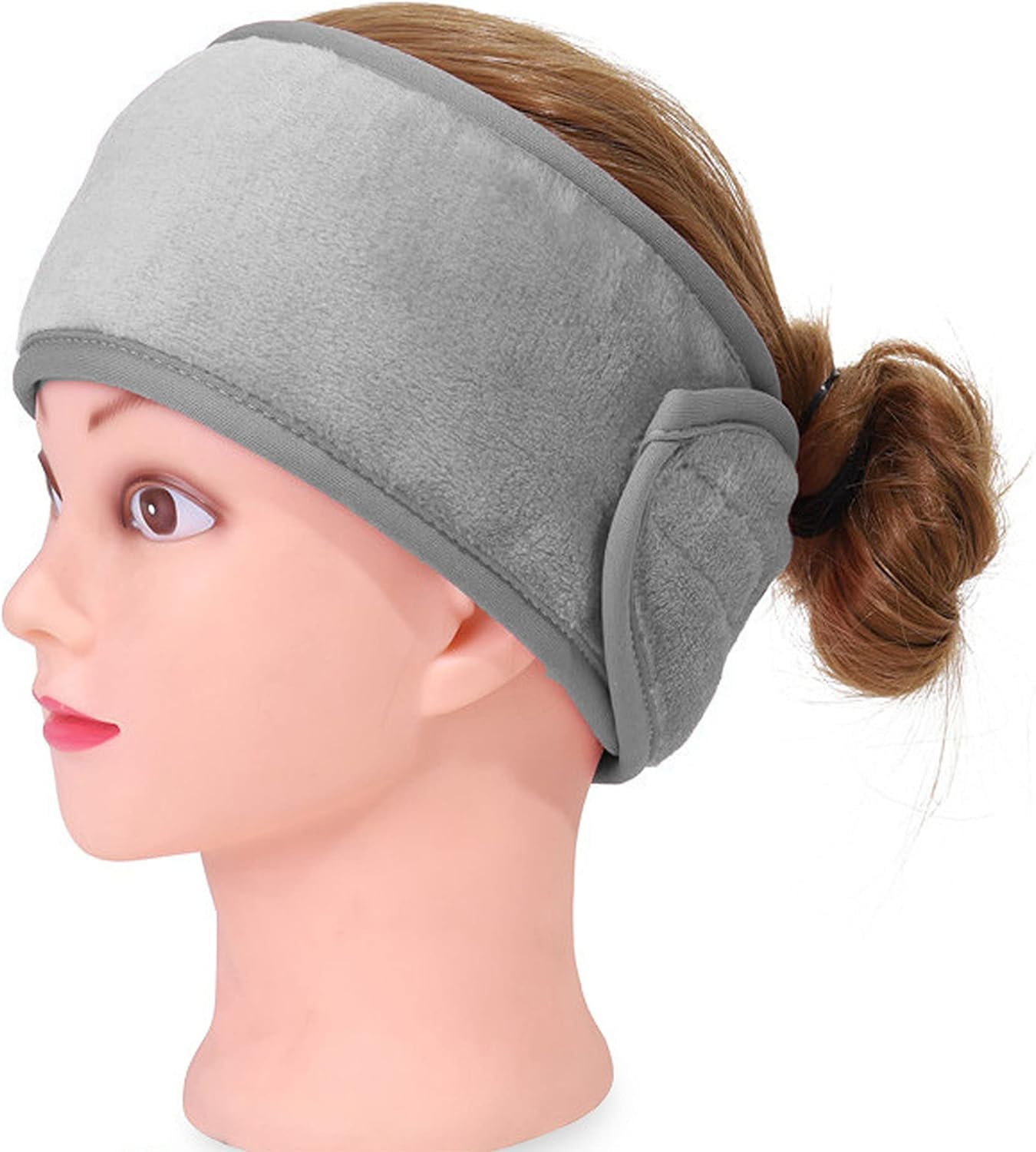 Pglife Spa Facial Headband,Microfiber Adjustable Hair Band,25 X 3.5 Inches,3 Pack, Gray - Gray image number 2