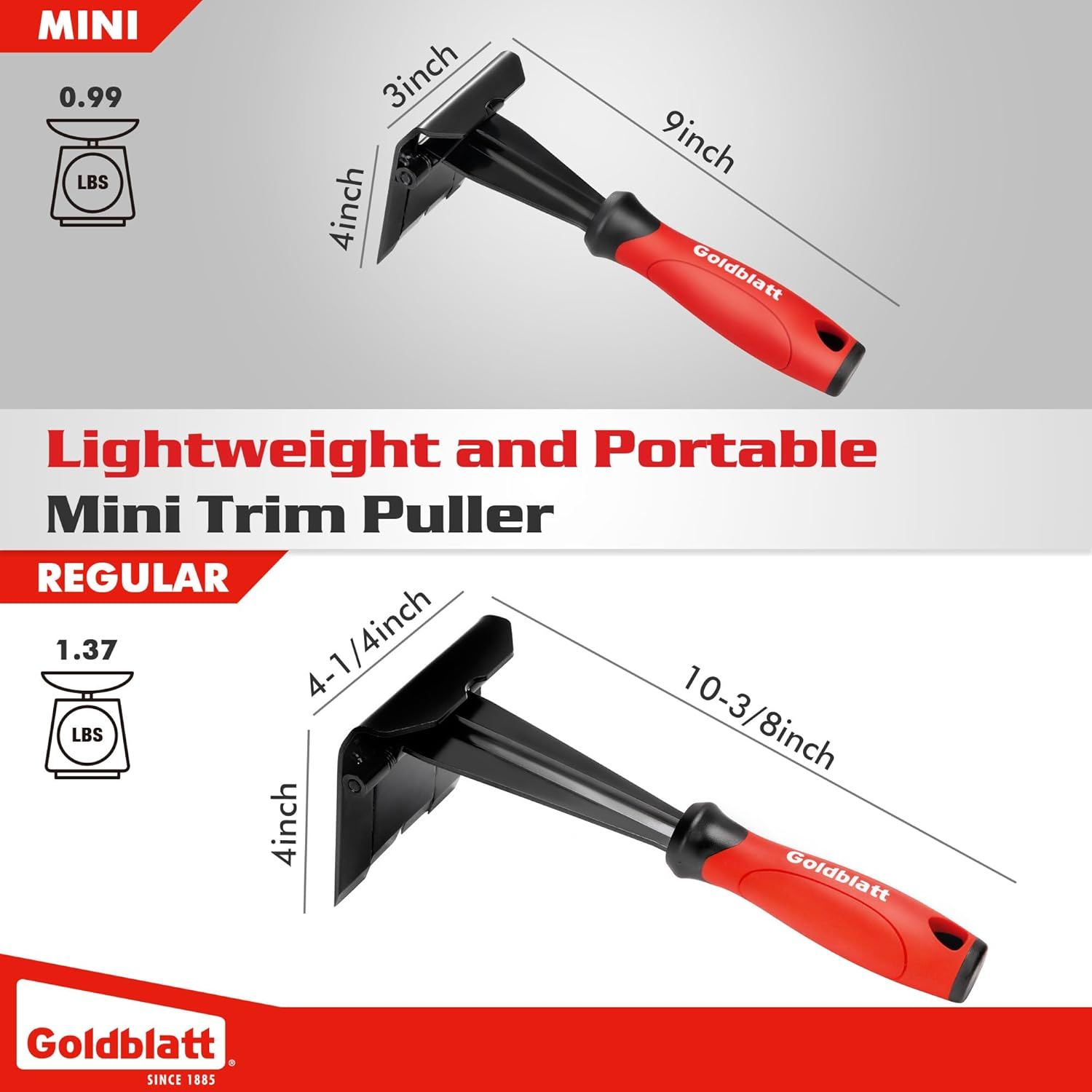 Goldblatt Trim Puller, 3-Inch Molding Remover for No-Damage the Surface, Heavy Duty Pry Bar Removal Multi-Tool for Carpet Tack Strip, Baseboard, Molding, Siding and Flooring Removal image number 6