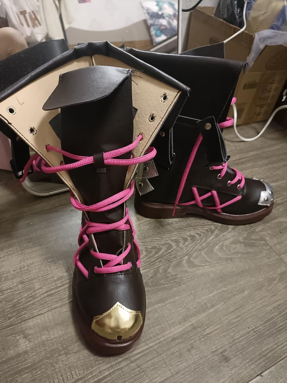 COSGOGO Anime Cosplay Shoes for Arcane Jinx Short Boots Woman Halloween Shoes image number 1