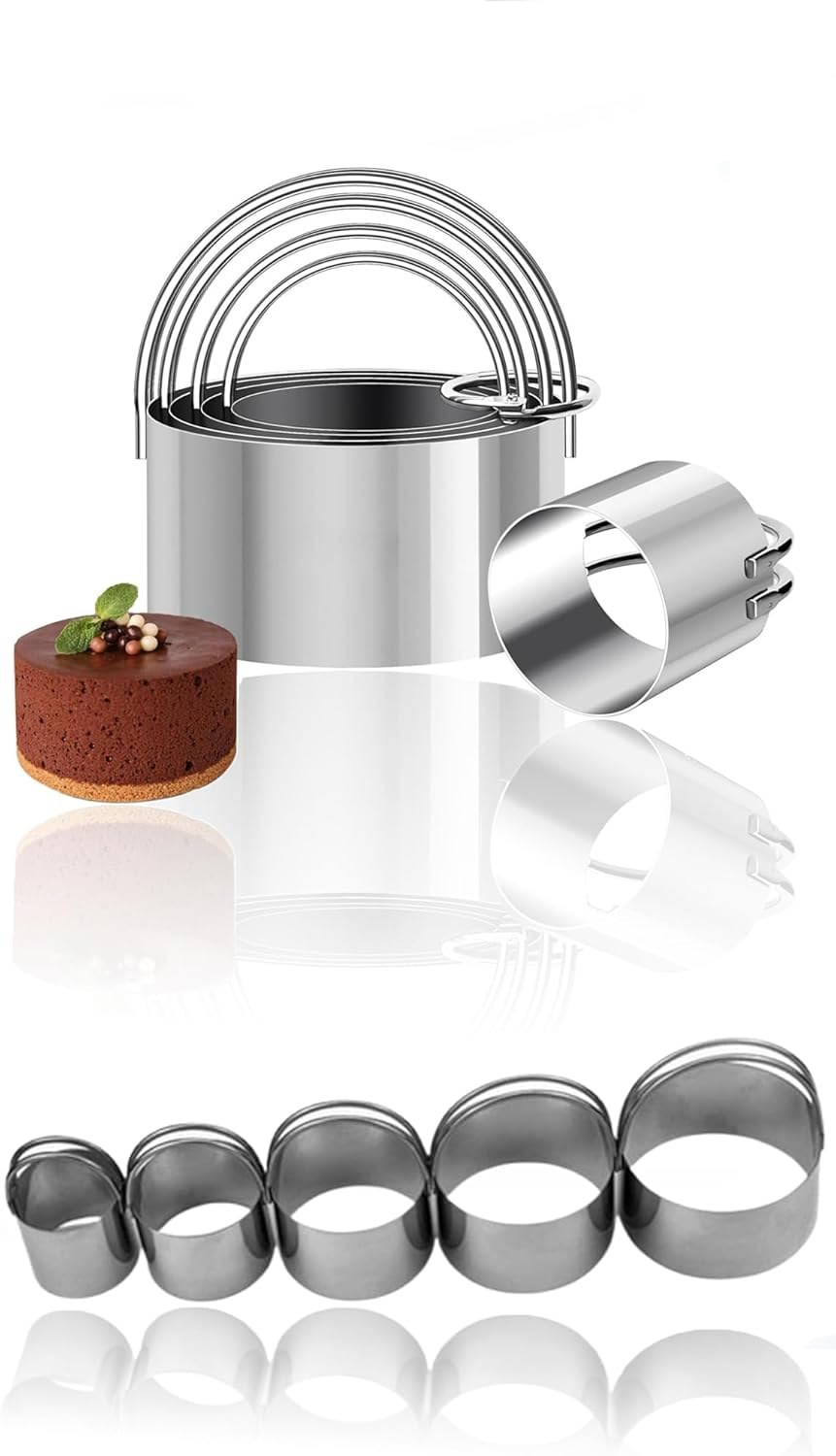 Stainless Steel Circle Biscuit Cutter Set - Professional round Cookies Mold with Ring Handle for Baking, Pastry, and Doughnut Creations image number 3