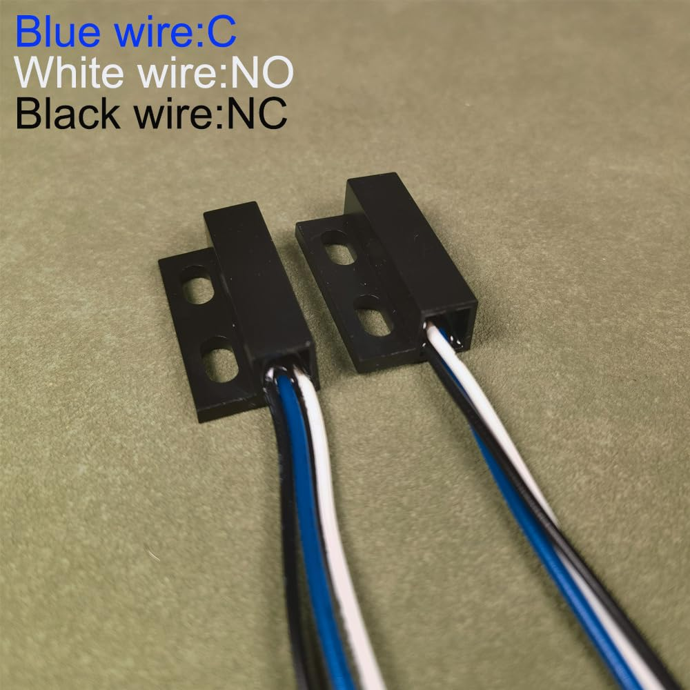 Gebildet 2 Sets Black Magnetic Switch Wiring NO/NC Recessed Door Sensor Hidden Window Contact Reed Switch for Access Control Replace Alarm System
