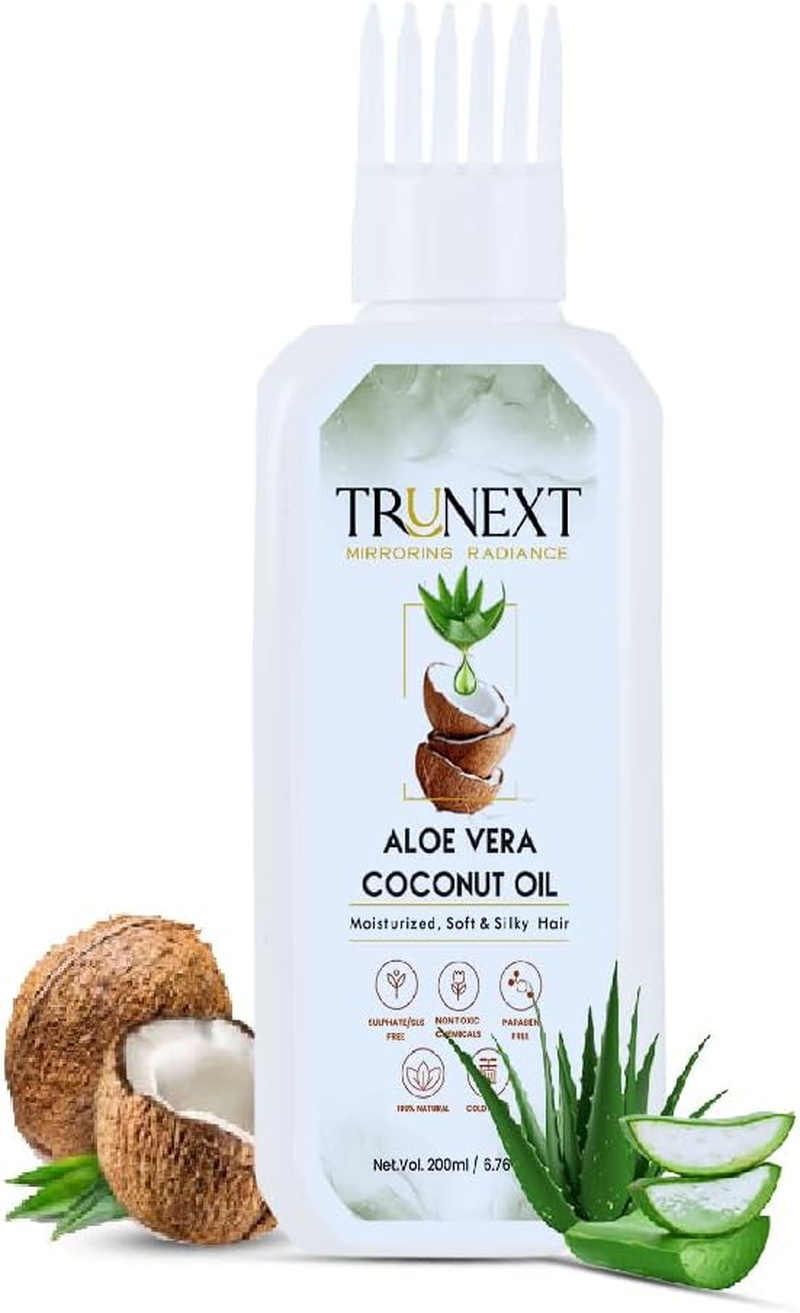 TRUNEXT NATURAL ALOE VERA COCONUT HAIR OIL - with NATURAL HERB EXTRACTS, 200 ML